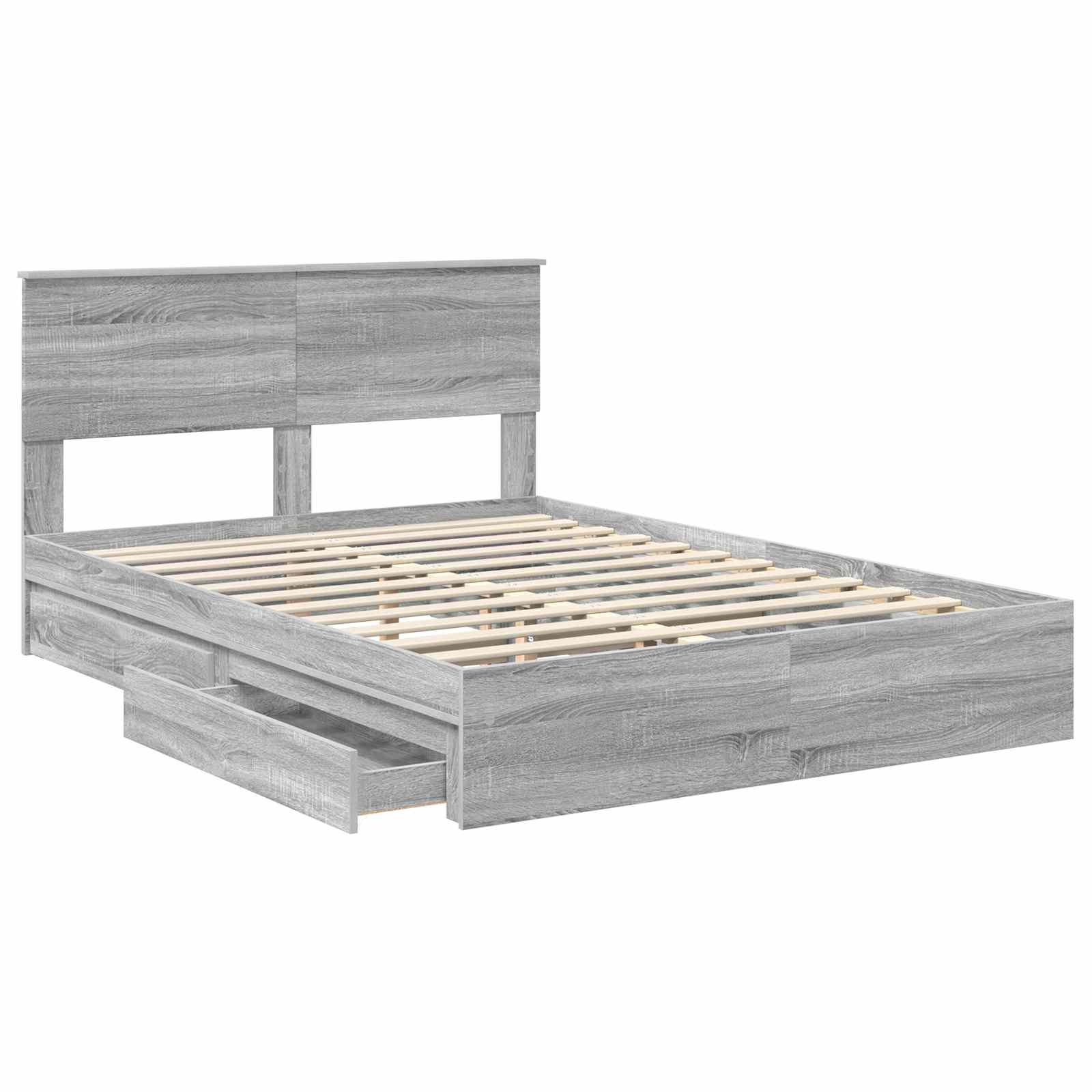 Krevet s od storage Siva Sonoma 140 x 200 cm Konstruirano drvo
