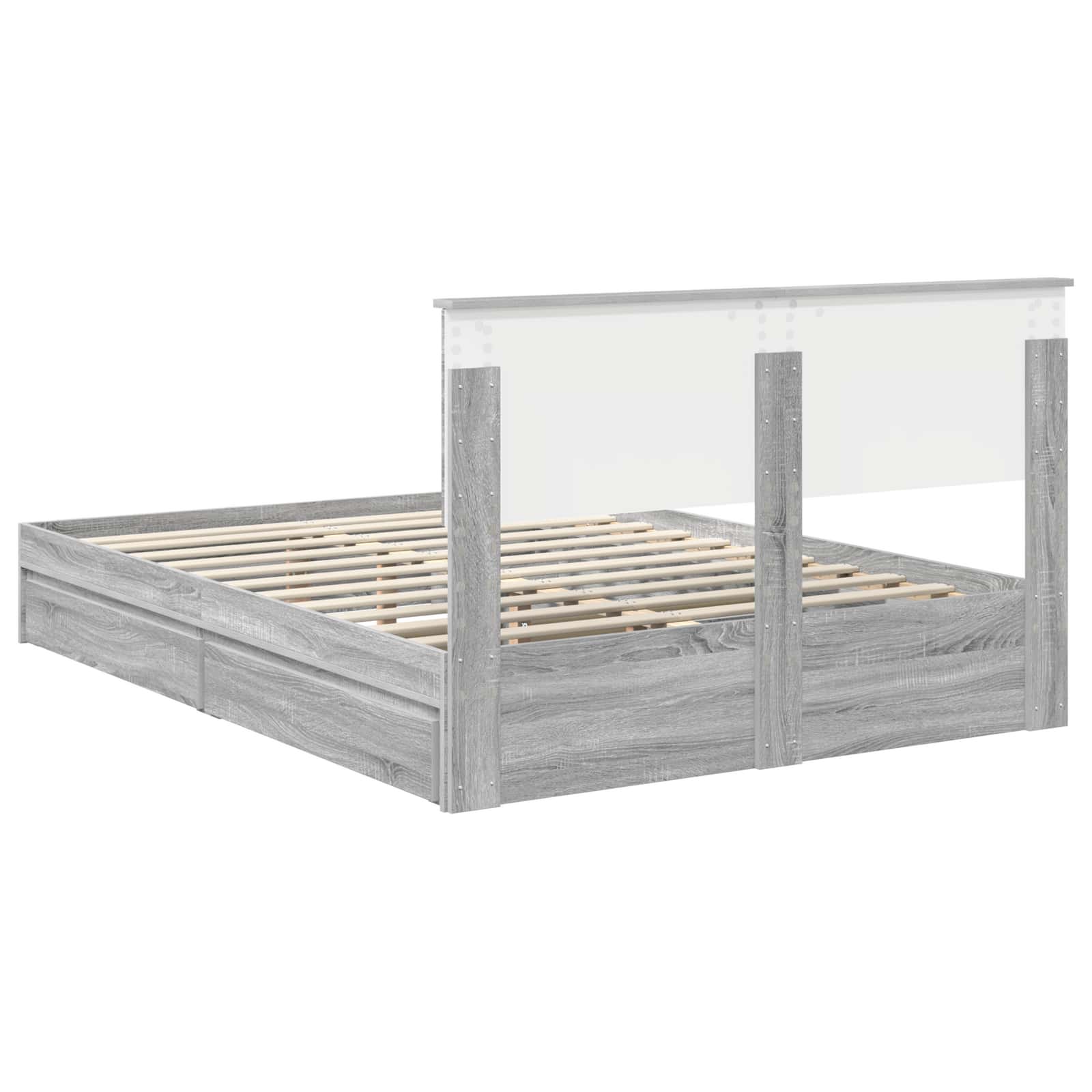Krevet s od storage Siva Sonoma 140 x 200 cm Konstruirano drvo