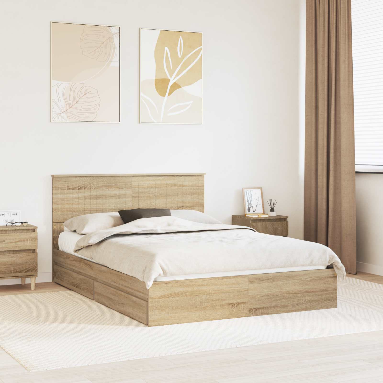 Krevet s od storage Sonoma hrast 140 x 190 cm Konstruirano drvo
