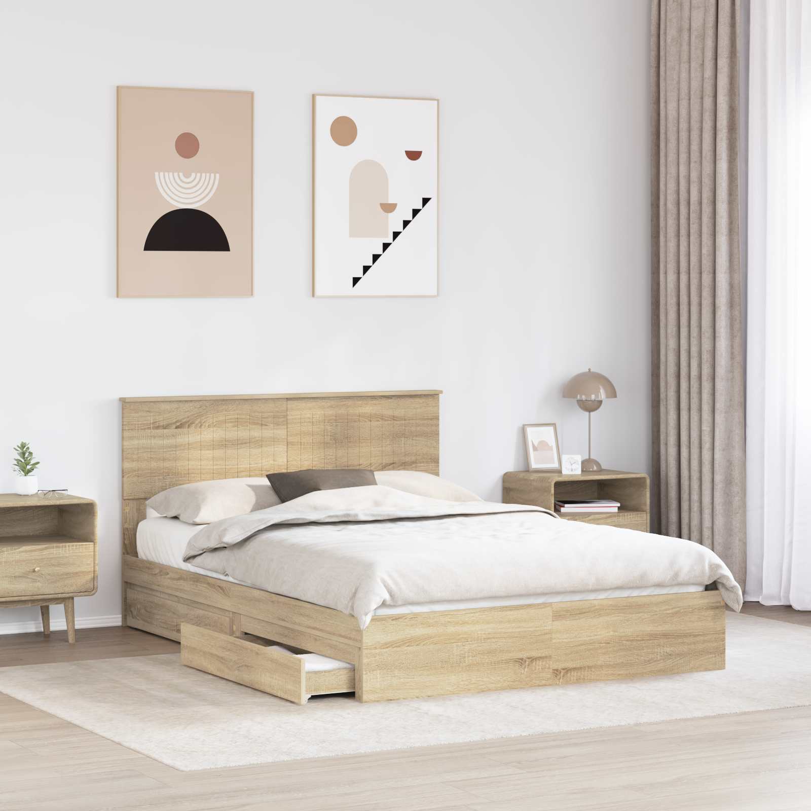 Krevet s od storage Sonoma hrast 140 x 190 cm Konstruirano drvo
