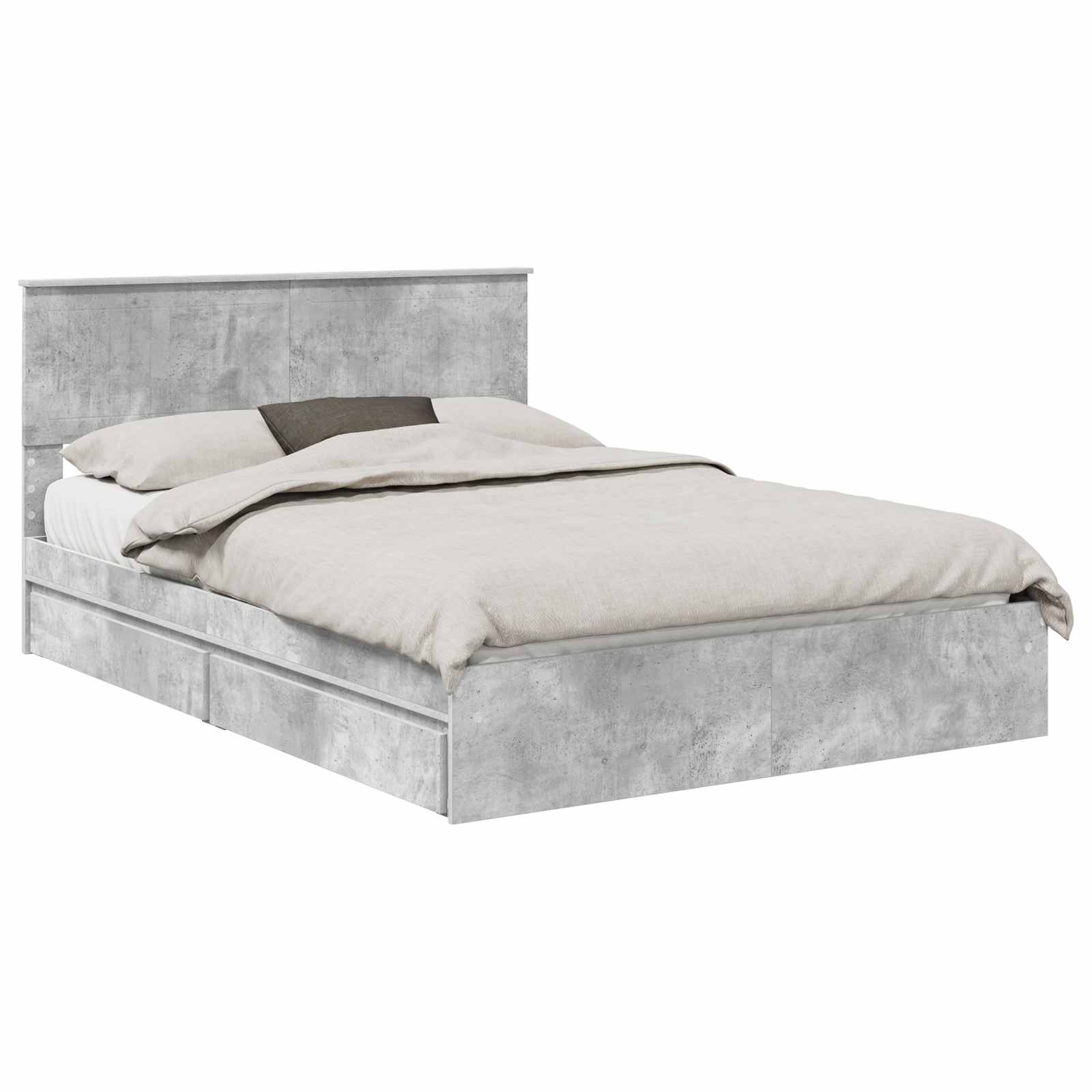 Krevet s od storage s uzglavljem Betonski sivi 135 x 190 cm