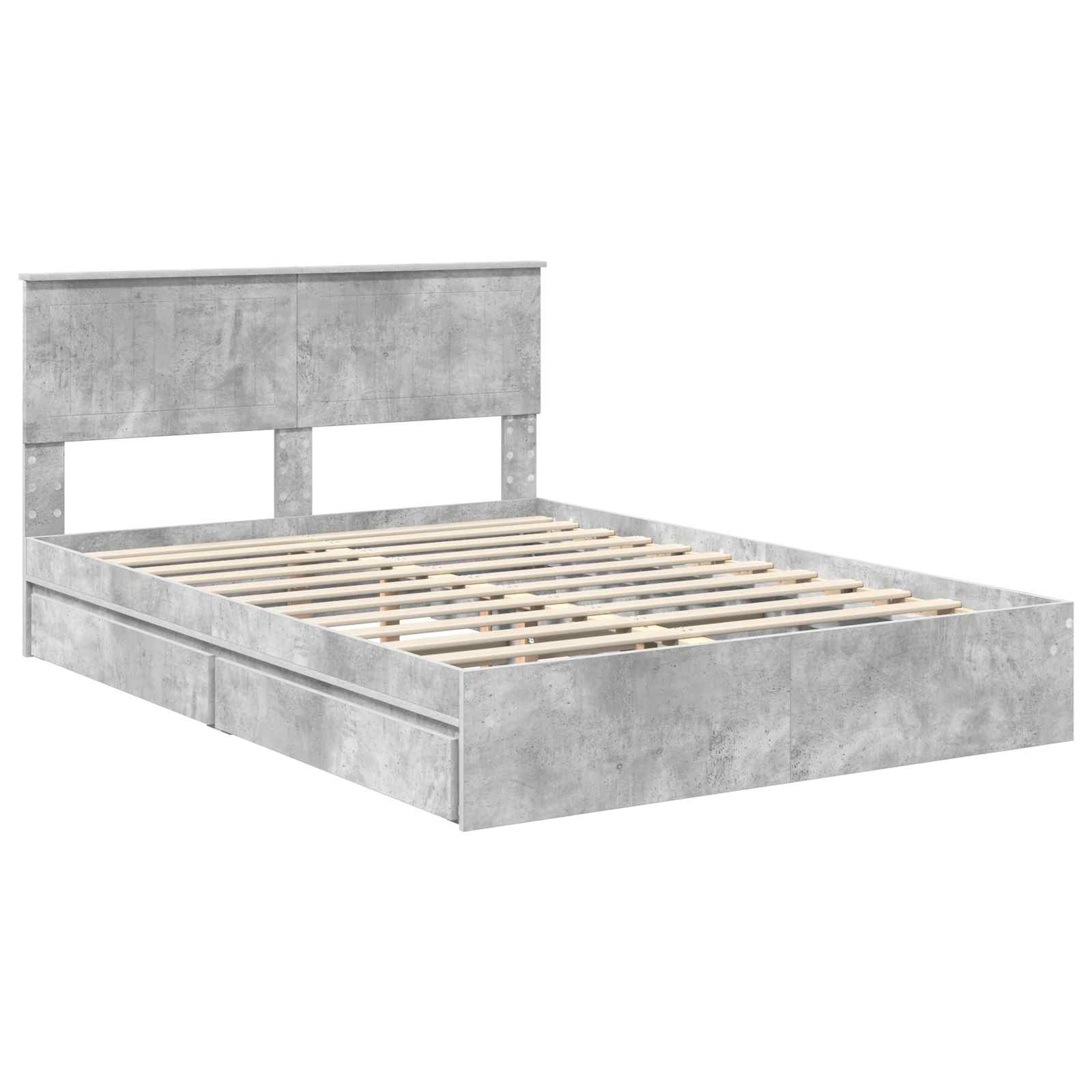 Krevet s od storage s uzglavljem Betonski sivi 135 x 190 cm