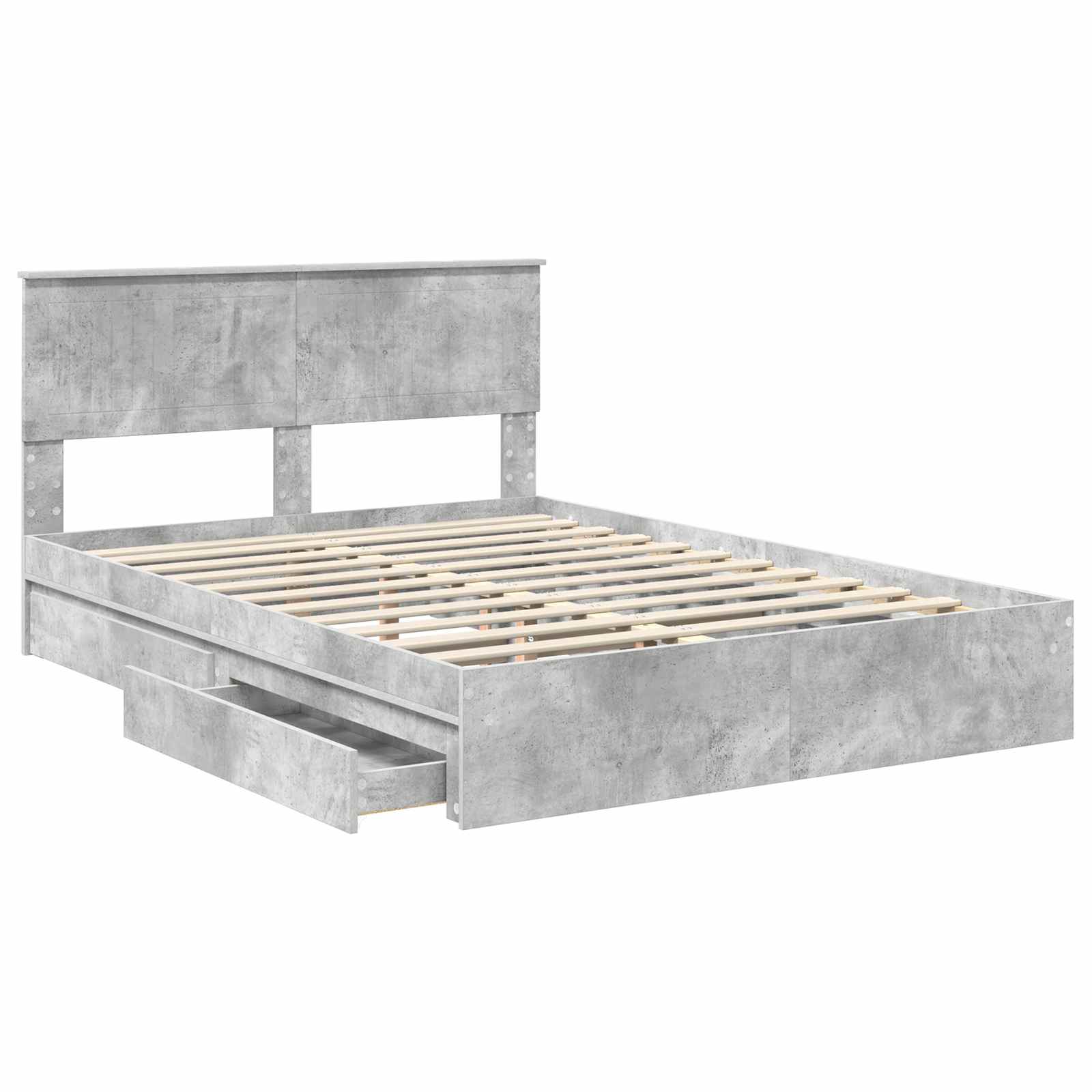 Krevet s od storage s uzglavljem Betonski sivi 135 x 190 cm