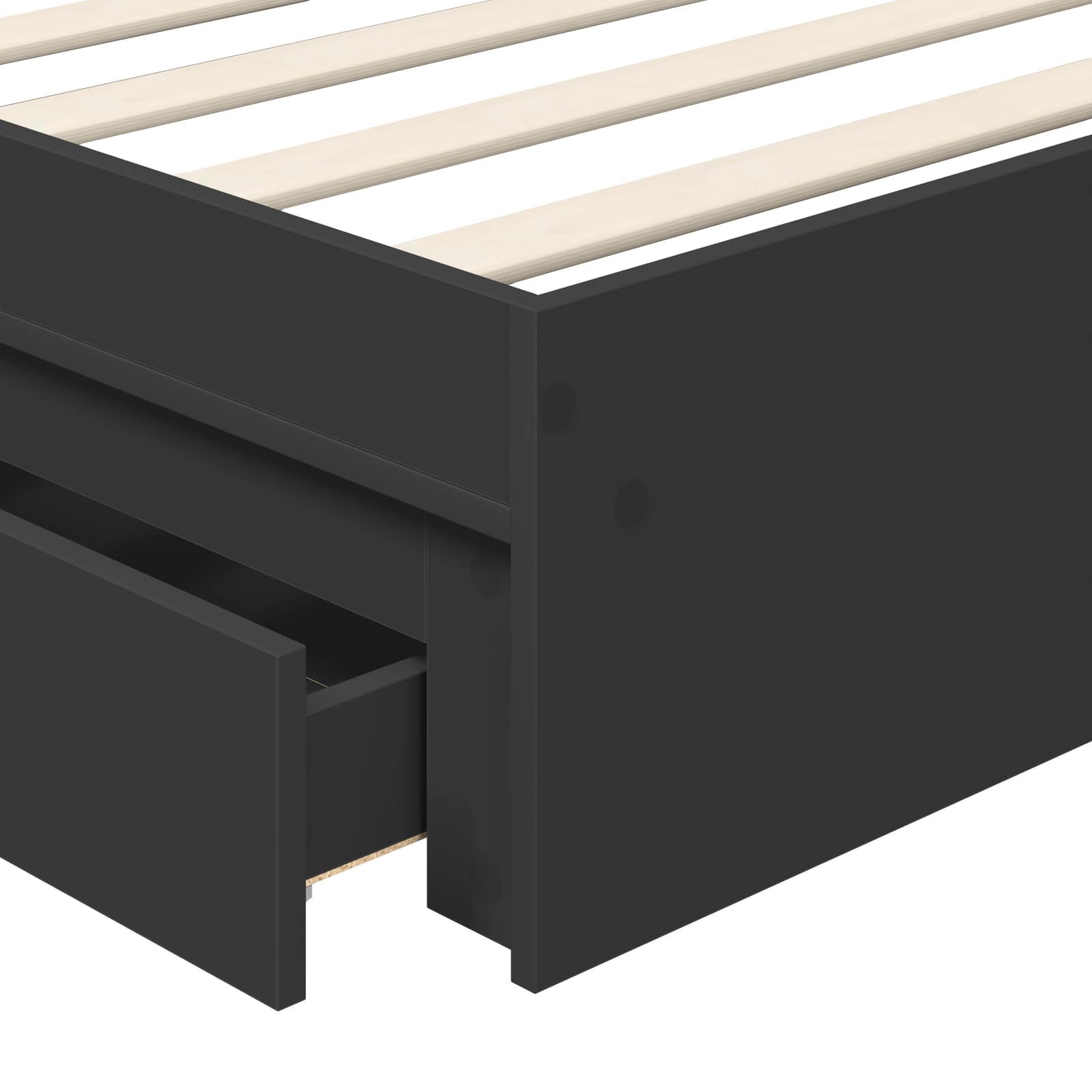 Krevet s od storage Crna 100 x 200 cm Konstruirano drvo