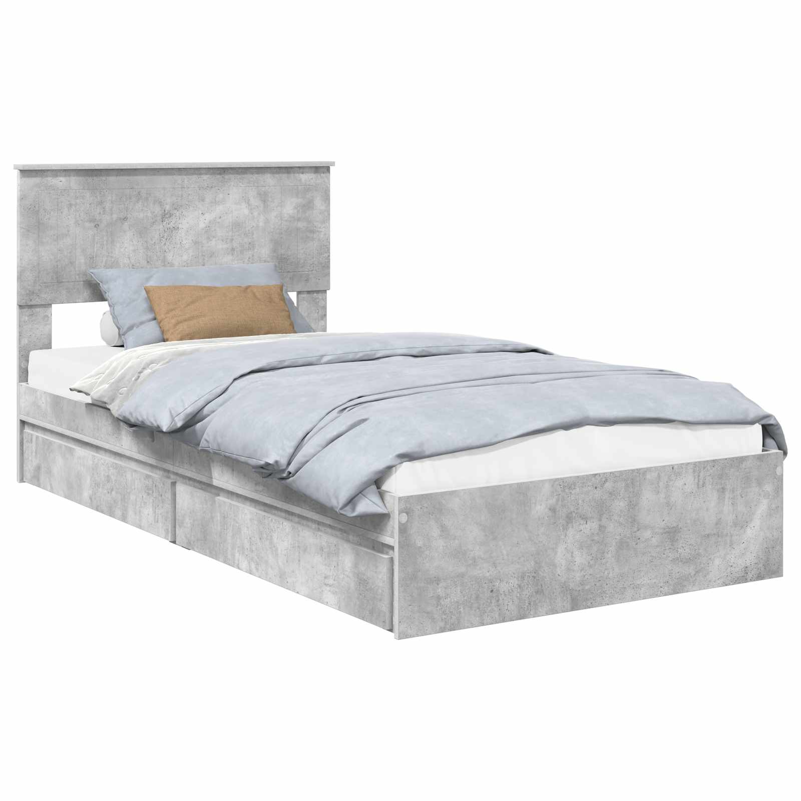 Krevet s od storage s uzglavljem Betonski sivi 100 x 200 cm