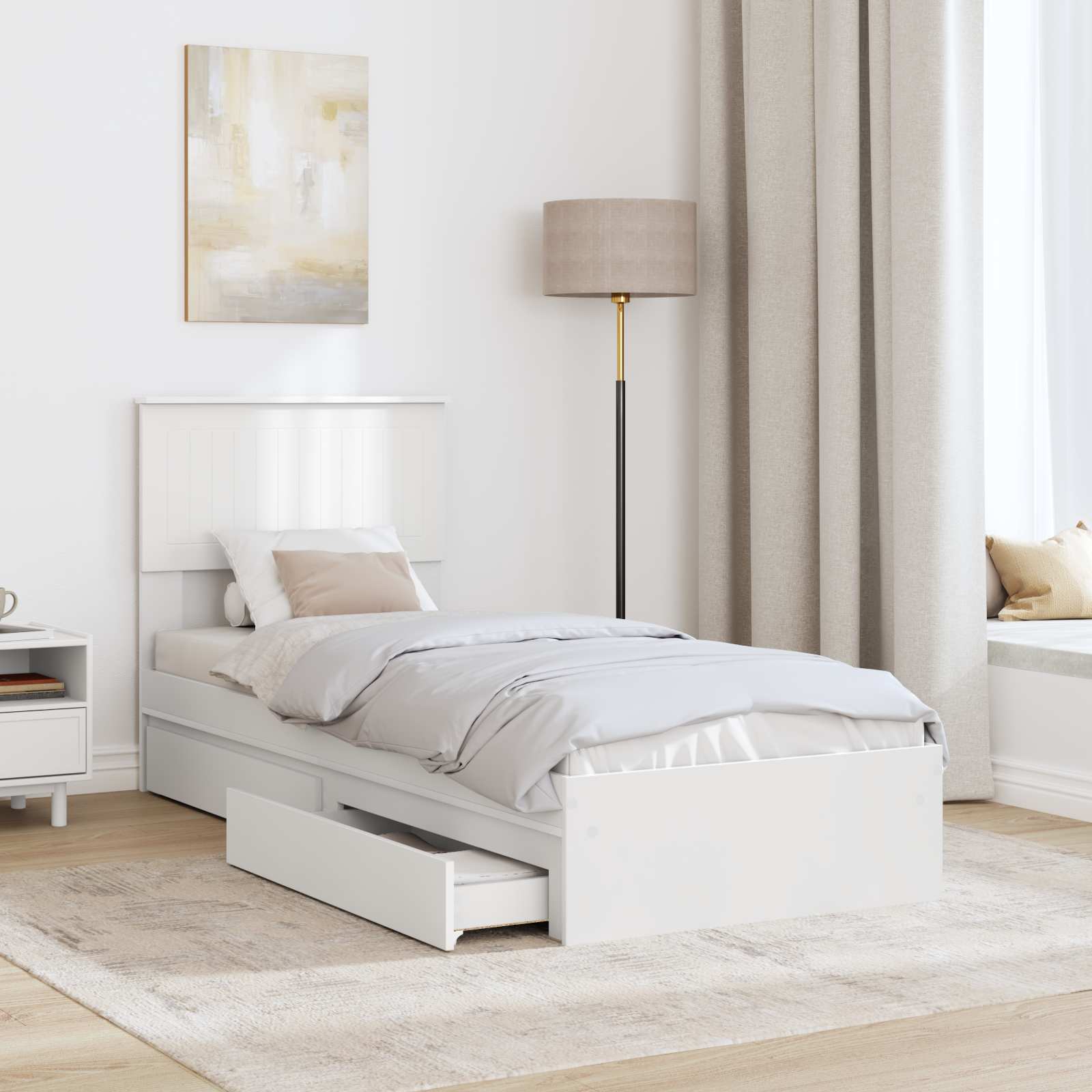 Krevet s od storage Bijelo 75 x 190 cm Konstruirano drvo