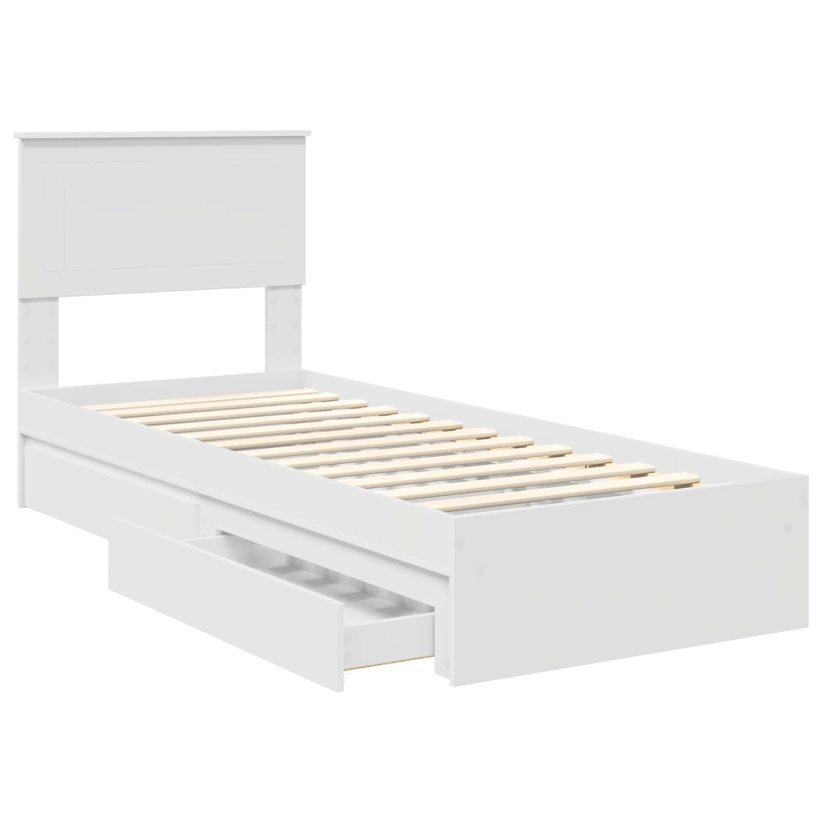 Krevet s od storage Bijelo 75 x 190 cm Konstruirano drvo