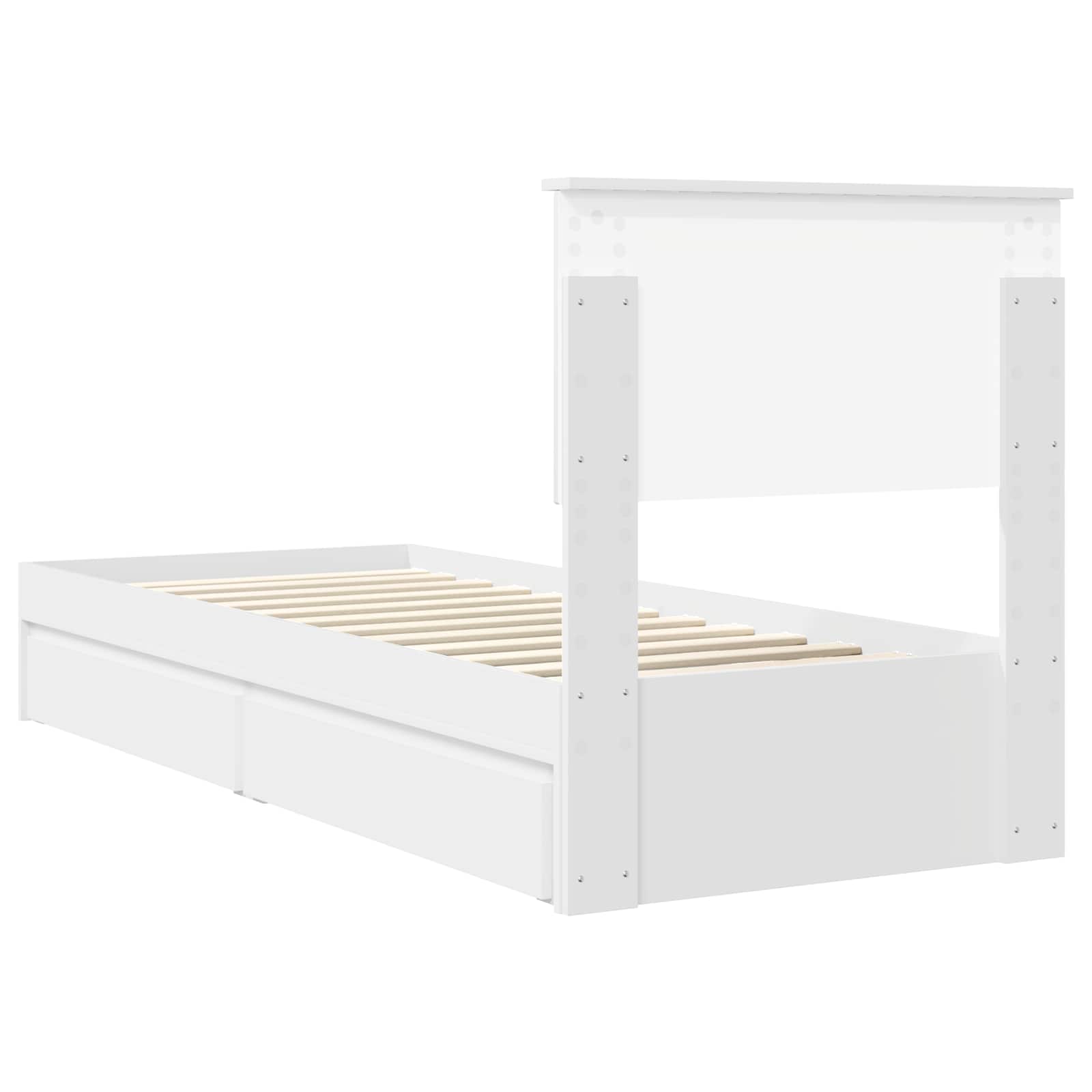 Krevet s od storage Bijelo 75 x 190 cm Konstruirano drvo