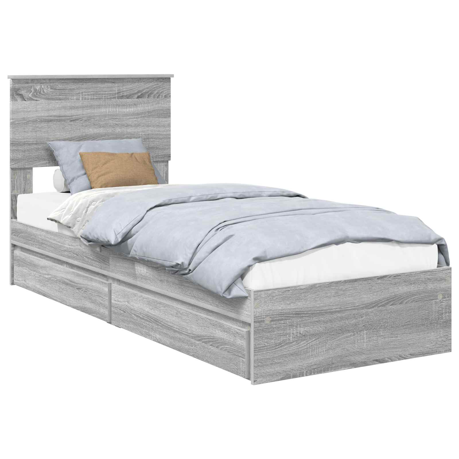 Krevet s od storage Siva Sonoma 75 x 190 cm Konstruirano drvo