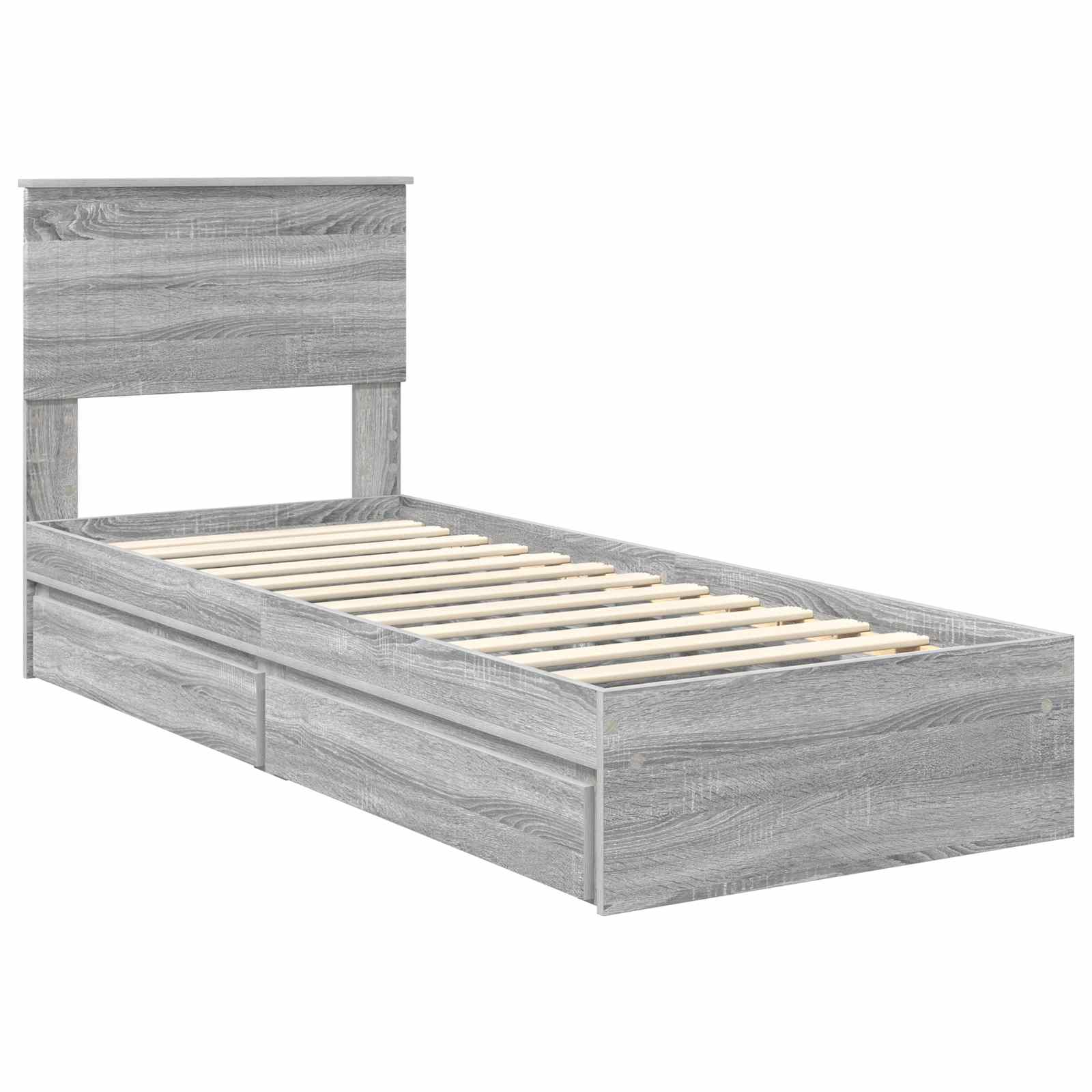 Krevet s od storage Siva Sonoma 75 x 190 cm Konstruirano drvo