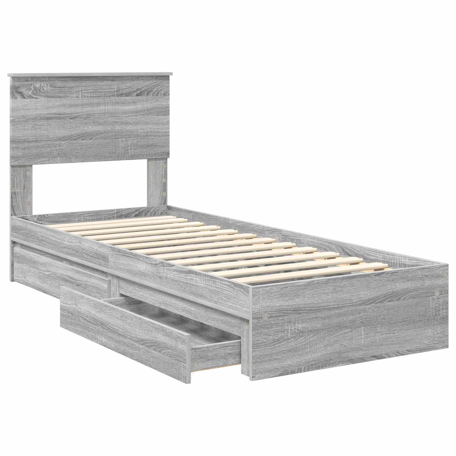 Krevet s od storage Siva Sonoma 75 x 190 cm Konstruirano drvo