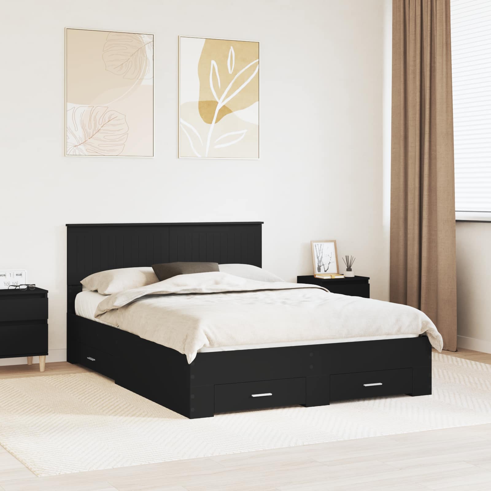 Krevetna konstrukcija Crna 135 x 190 cm Konstruirano drvo