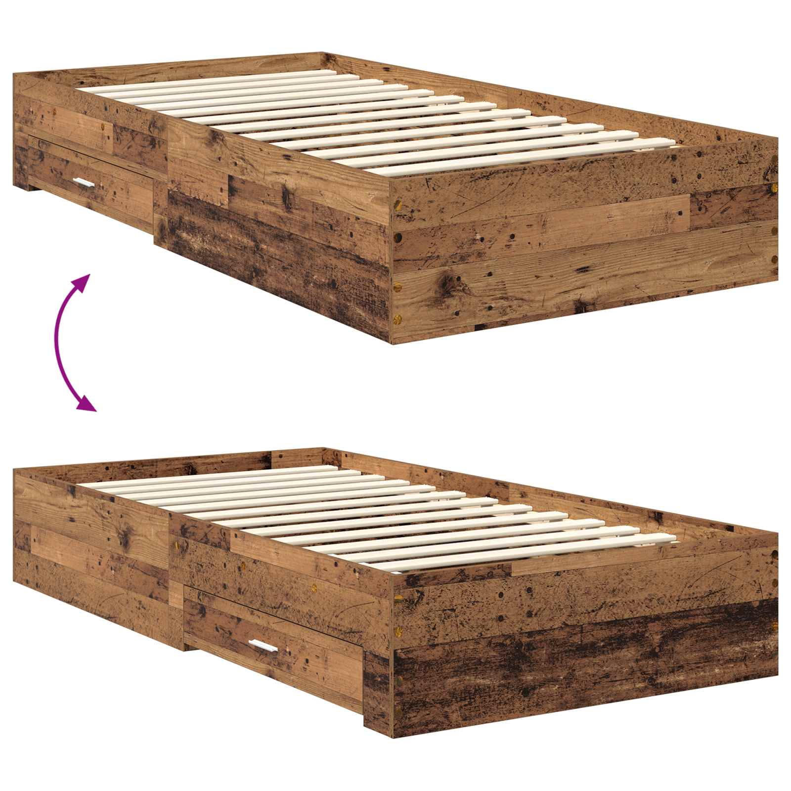 Krevetna konstrukcija Staro drvo 100 x 200 cm Konstruirano drvo
