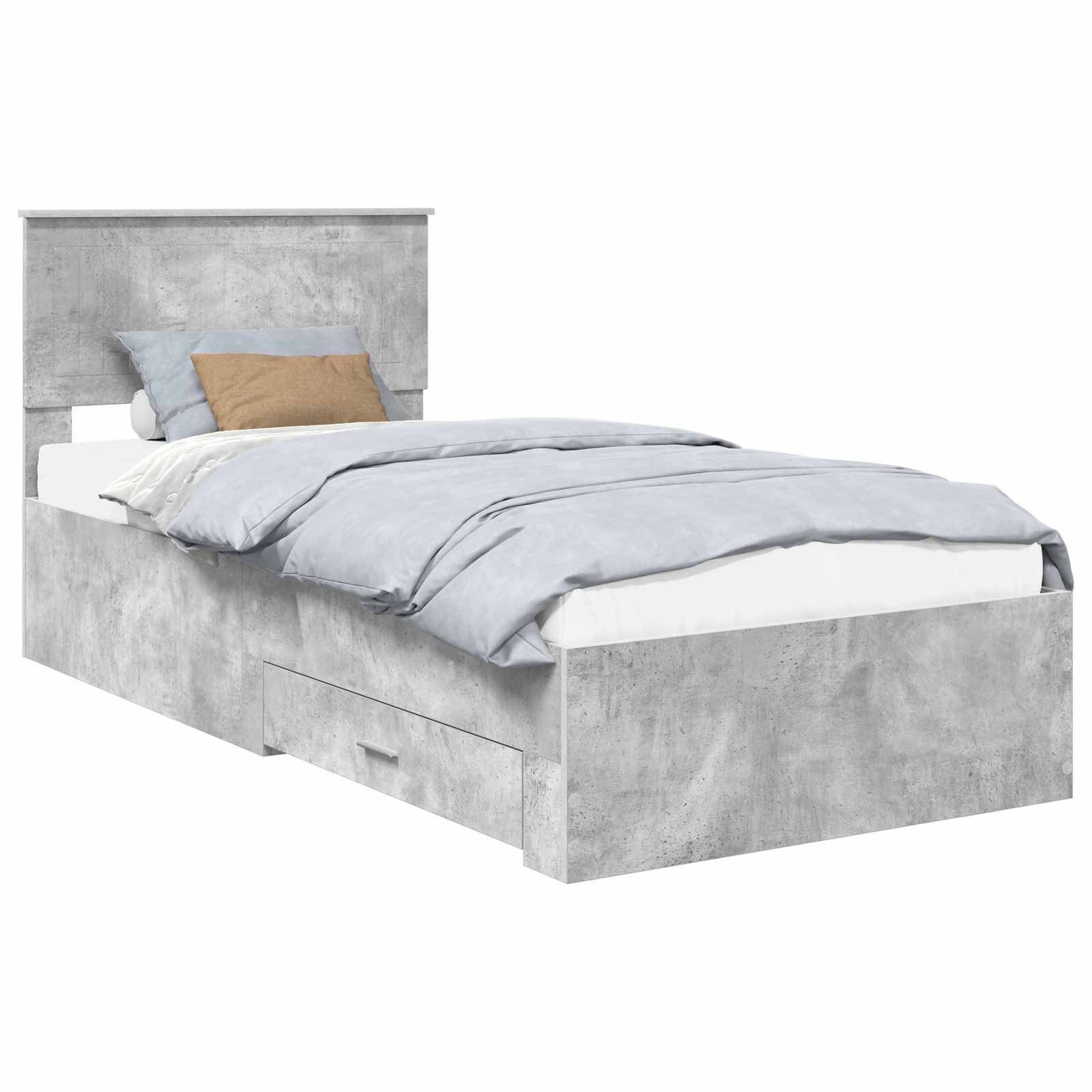 Krevetna konstrukcija s uzglavljem Betonski sivi 90 x 200 cm