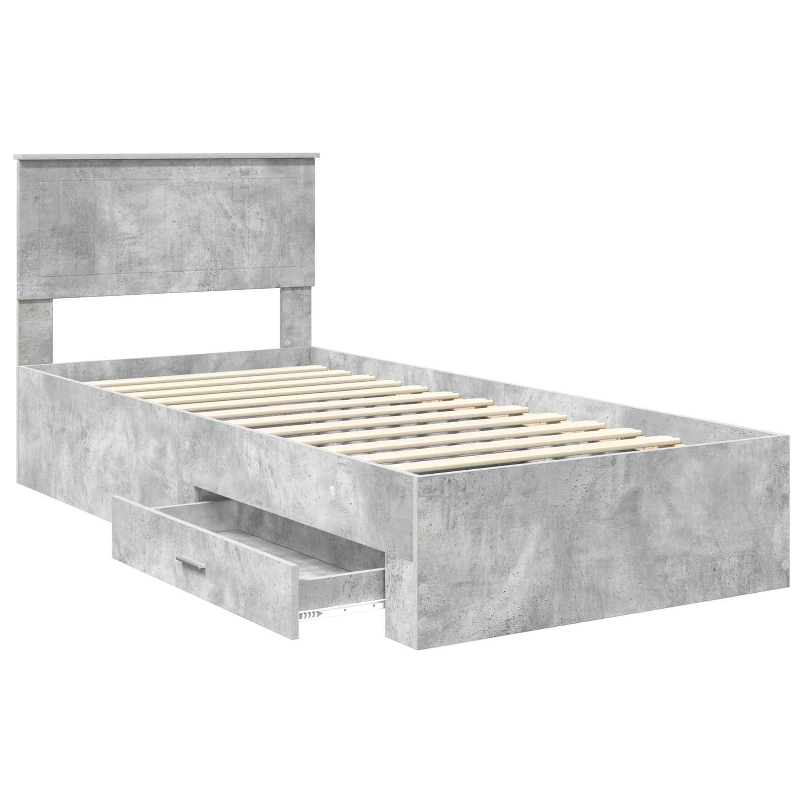 Krevetna konstrukcija s uzglavljem Betonski sivi 90 x 200 cm