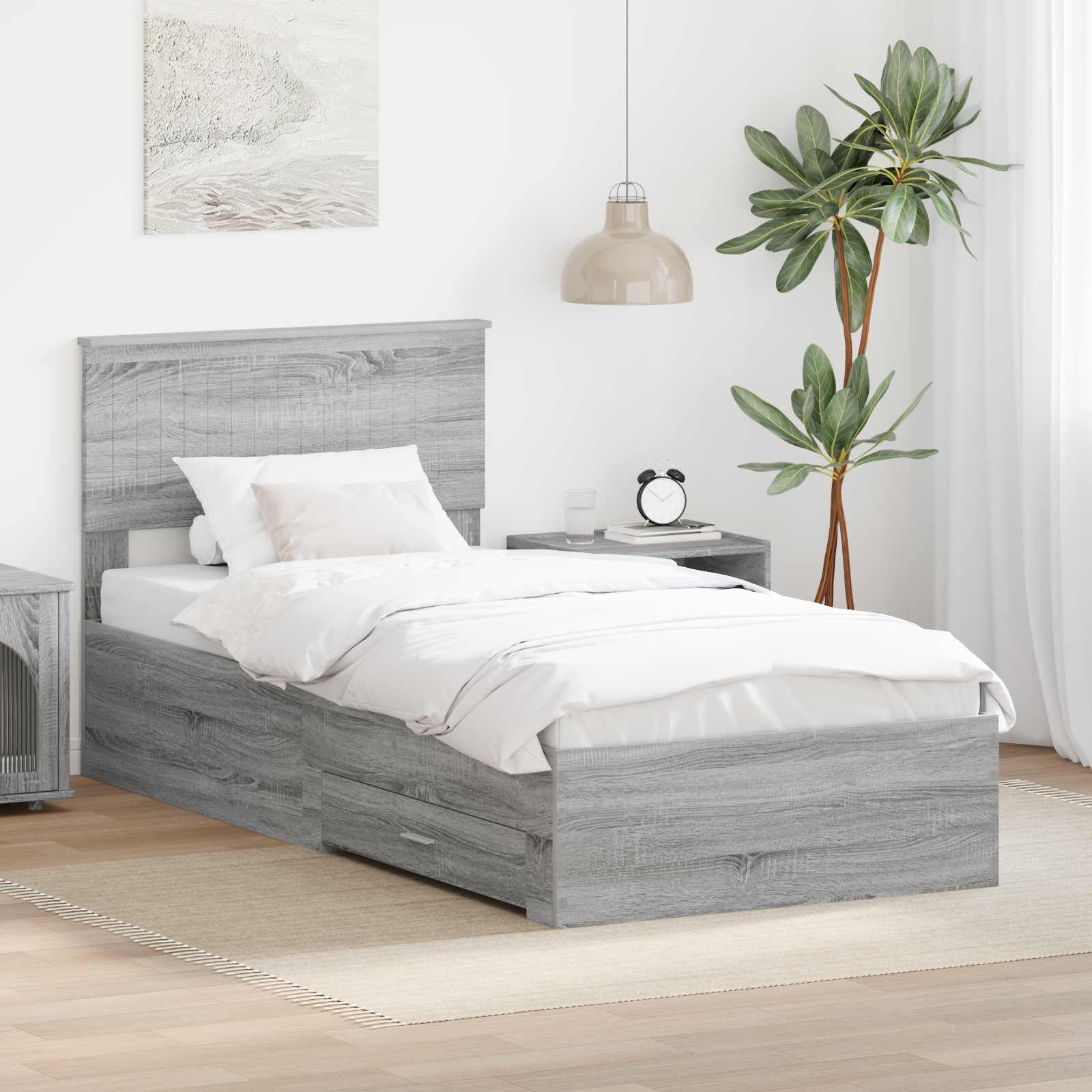 Krevetna konstrukcija Siva Sonoma 90 x 190 cm Konstruirano drvo