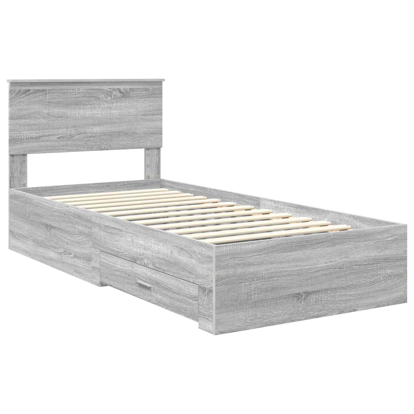 Krevetna konstrukcija Siva Sonoma 90 x 190 cm Konstruirano drvo