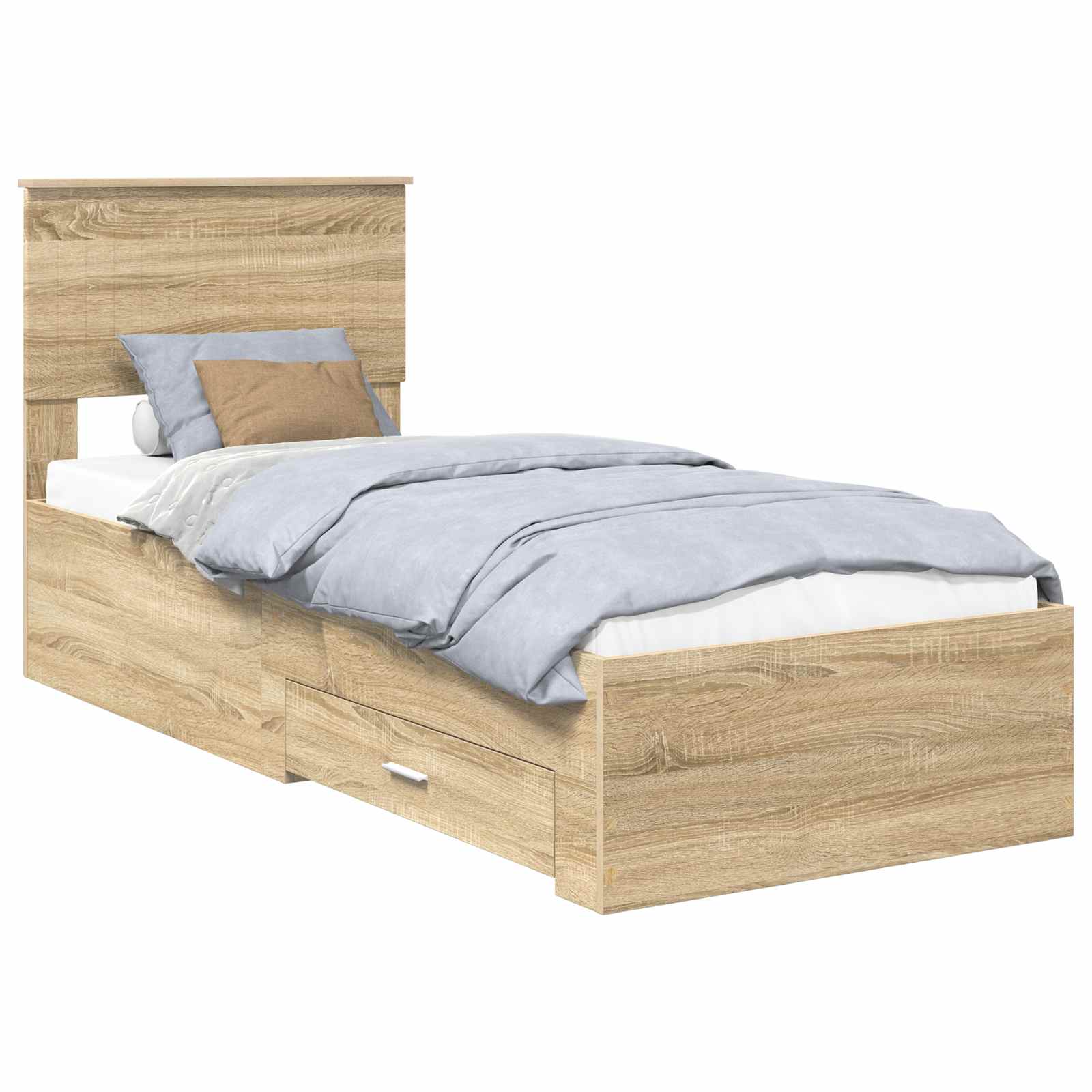 Krevetna konstrukcija Sonoma hrast i srebrna 75 x 190 cm