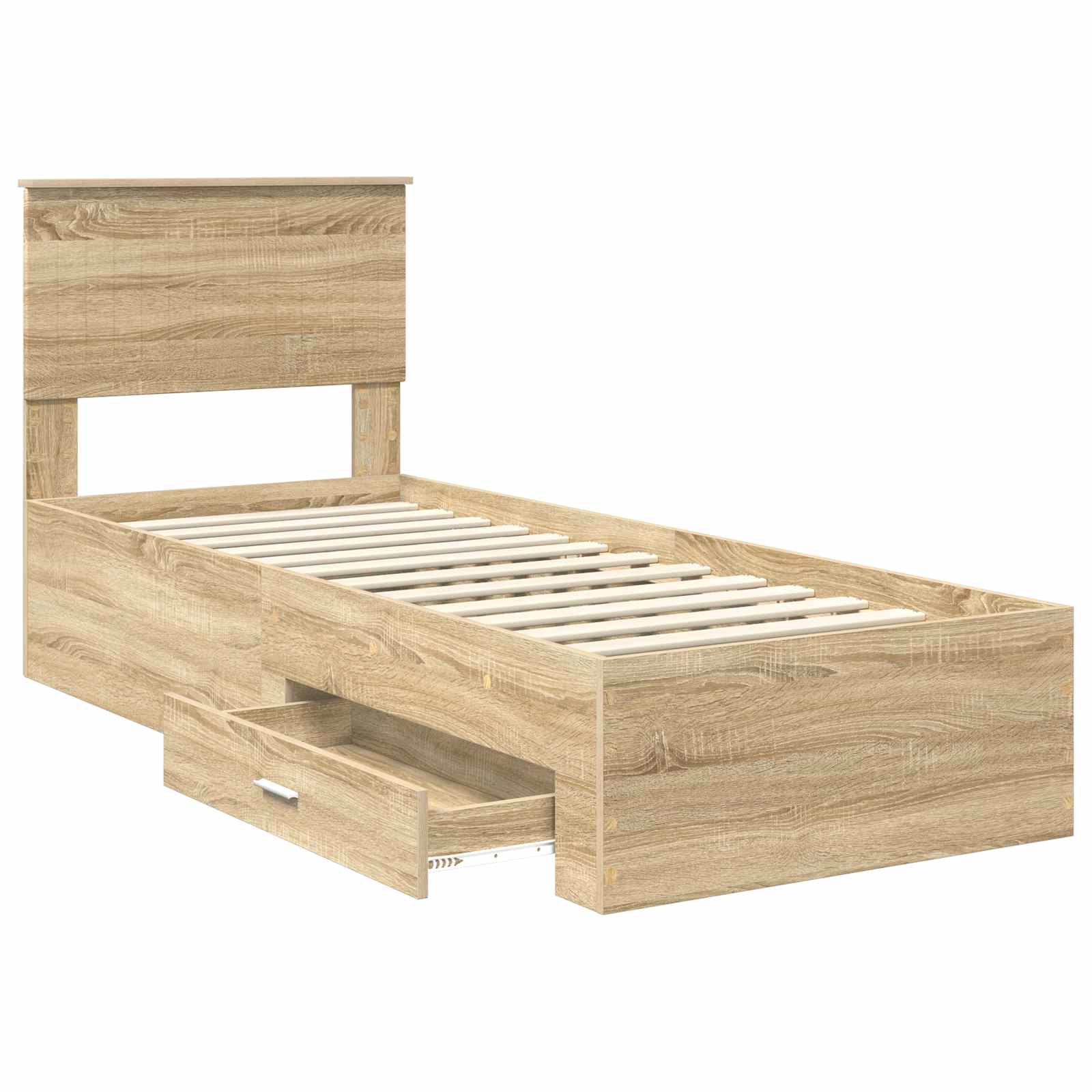 Krevetna konstrukcija Sonoma hrast i srebrna 75 x 190 cm