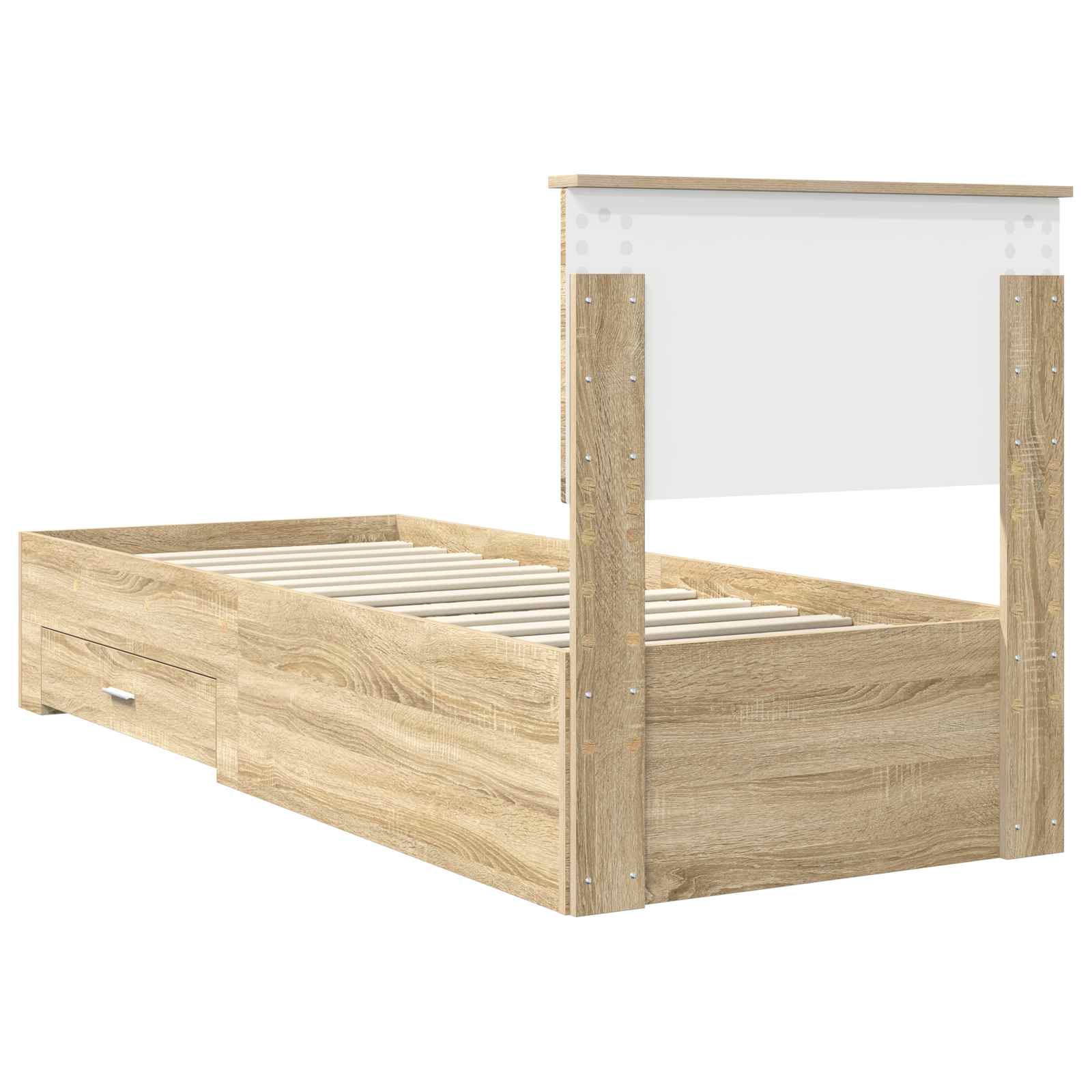 Krevetna konstrukcija Sonoma hrast i srebrna 75 x 190 cm