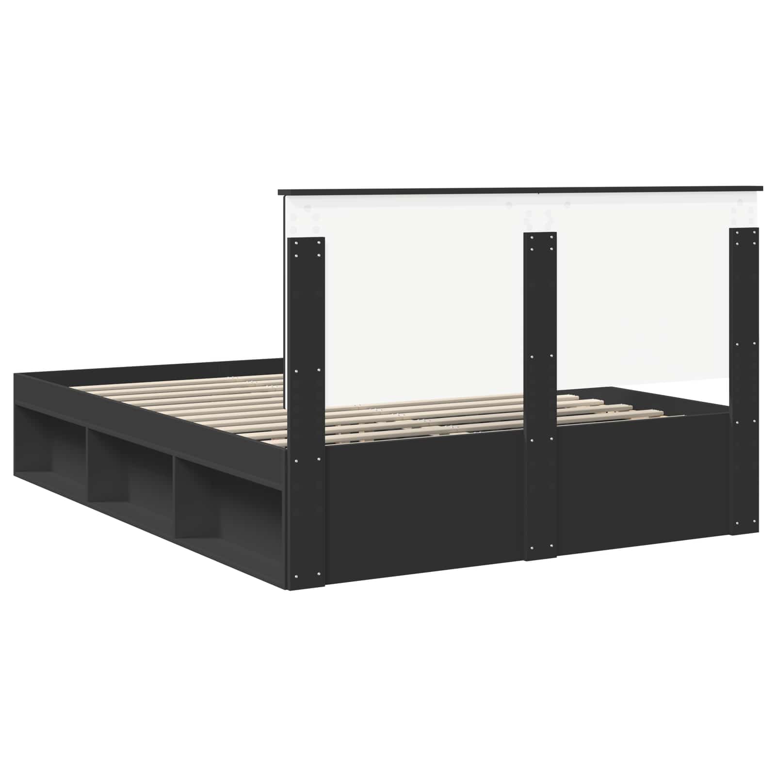 Krevetna konstrukcija Crna 150 x 200 cm Čvrsto borovo drvo