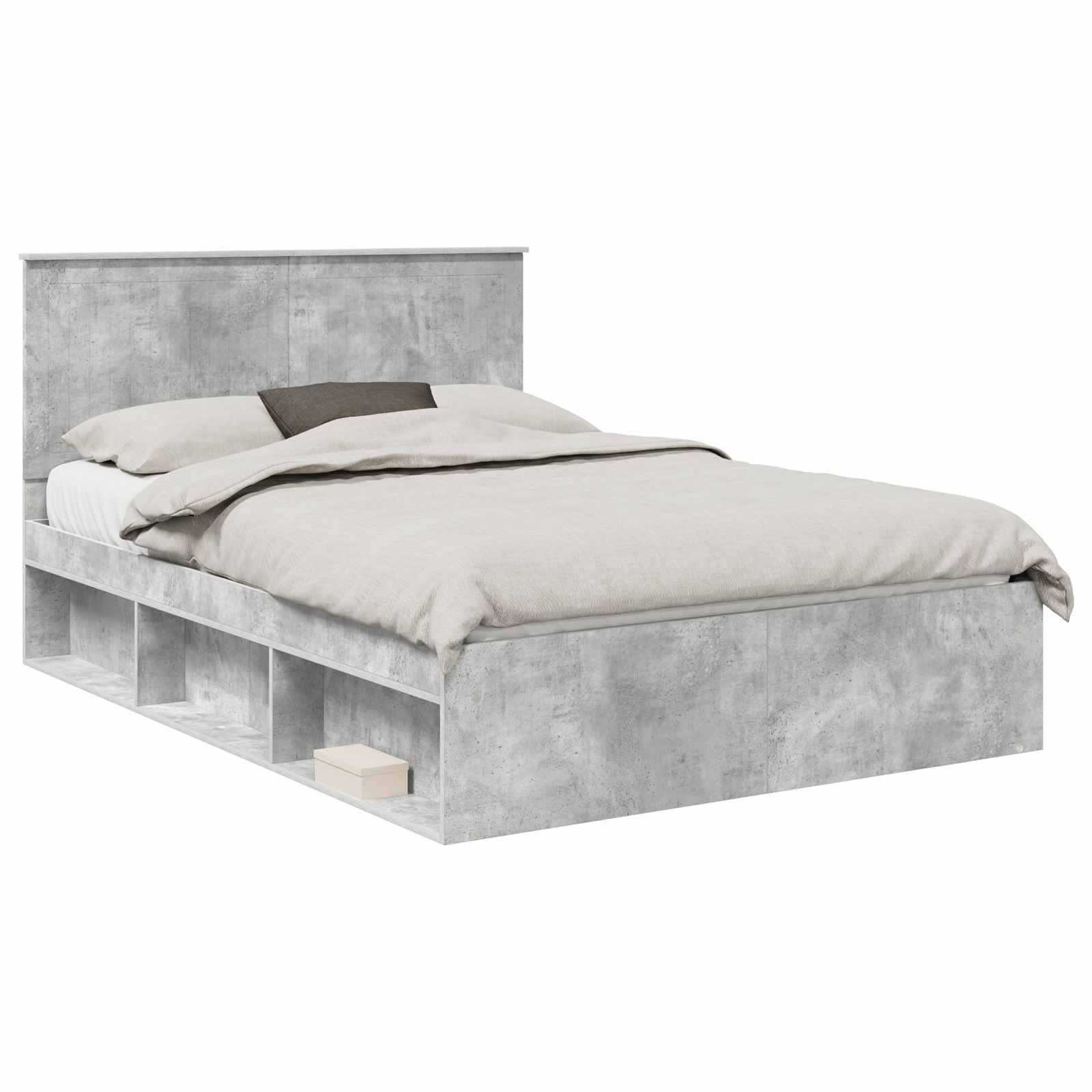Krevetna konstrukcija s uzglavljem Betonska siva 135 x 190 cm