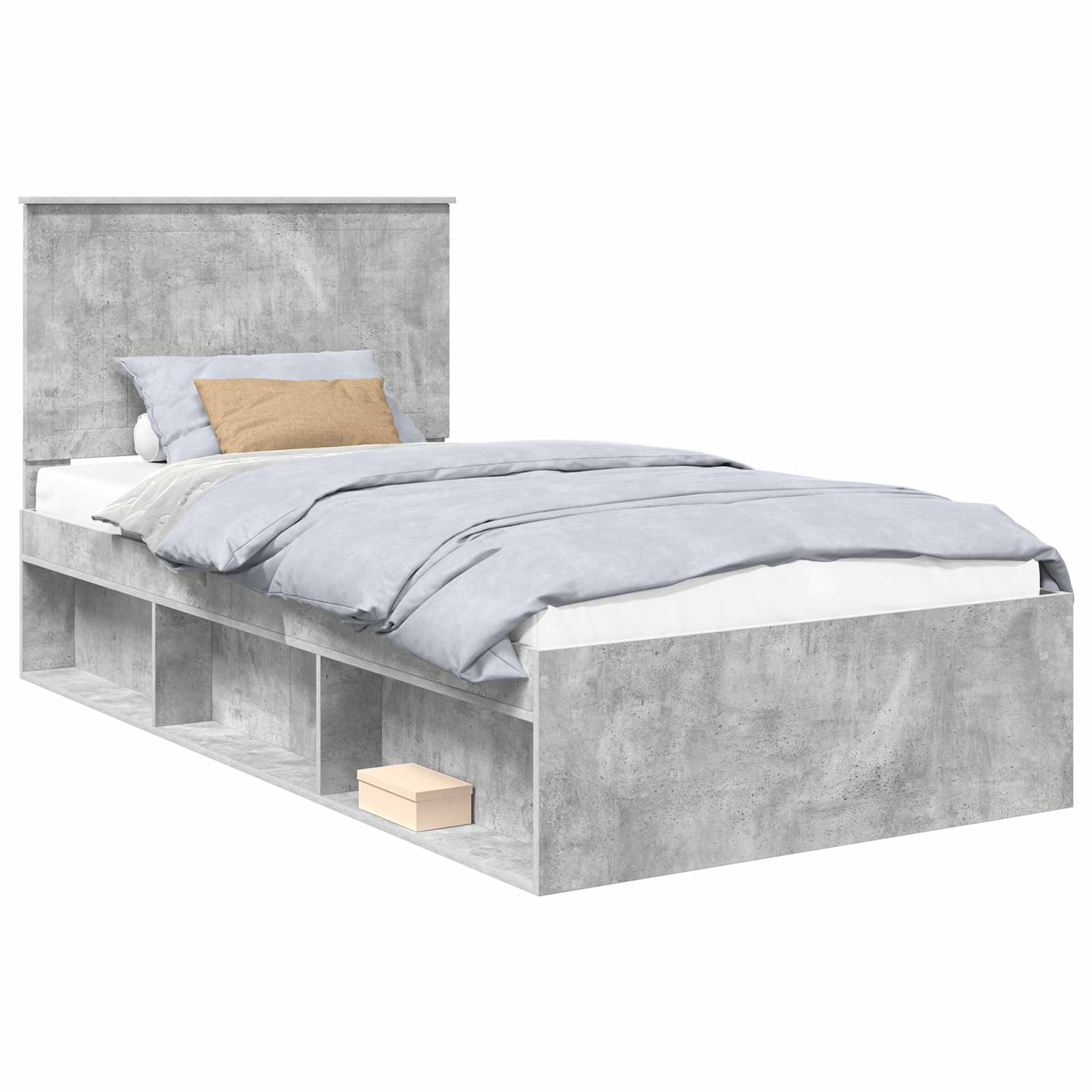 Krevetna konstrukcija s uzglavljem Betonska siva 100 x 200 cm