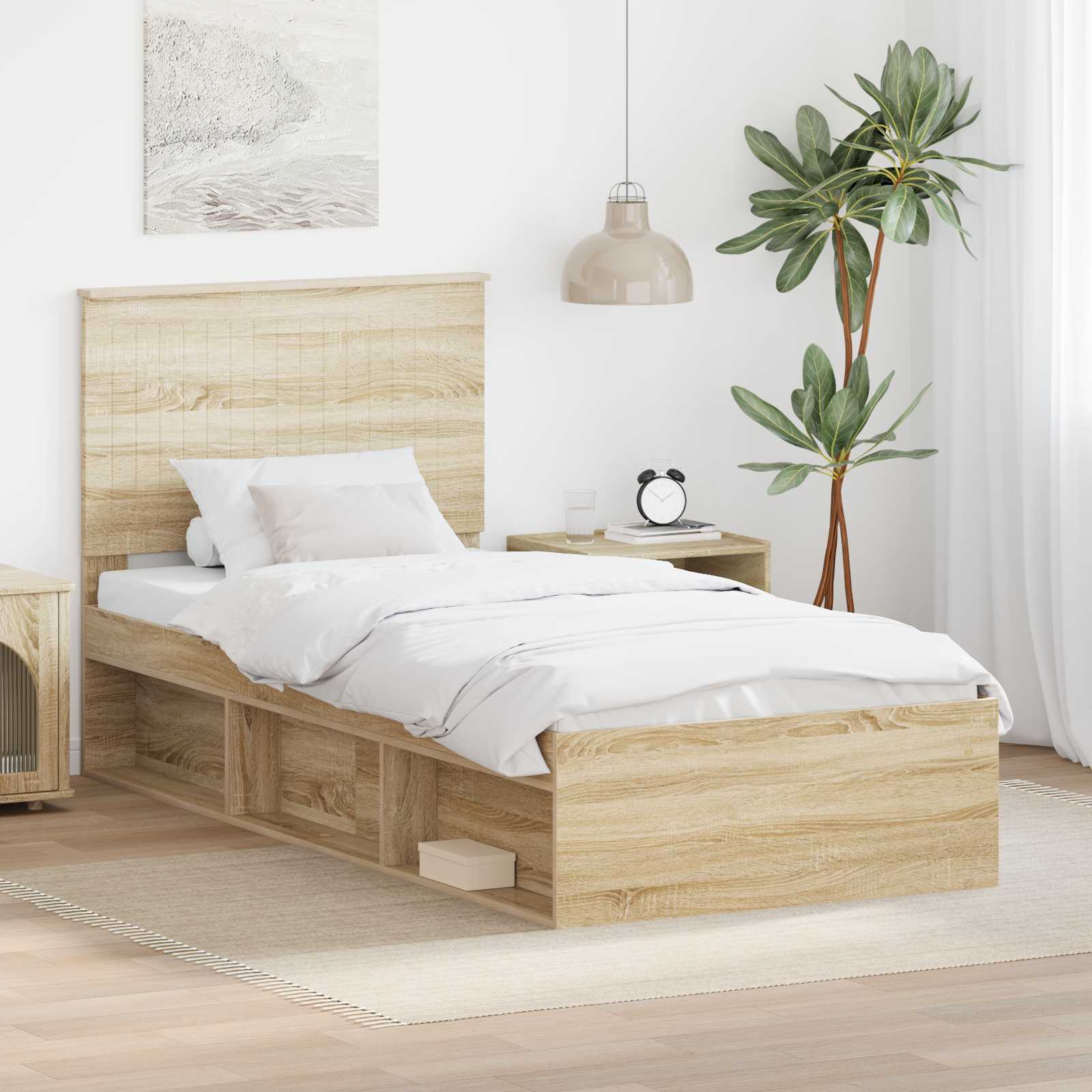 Krevetna konstrukcija s uzglavljem Sonoma hrast 90 x 190 cm