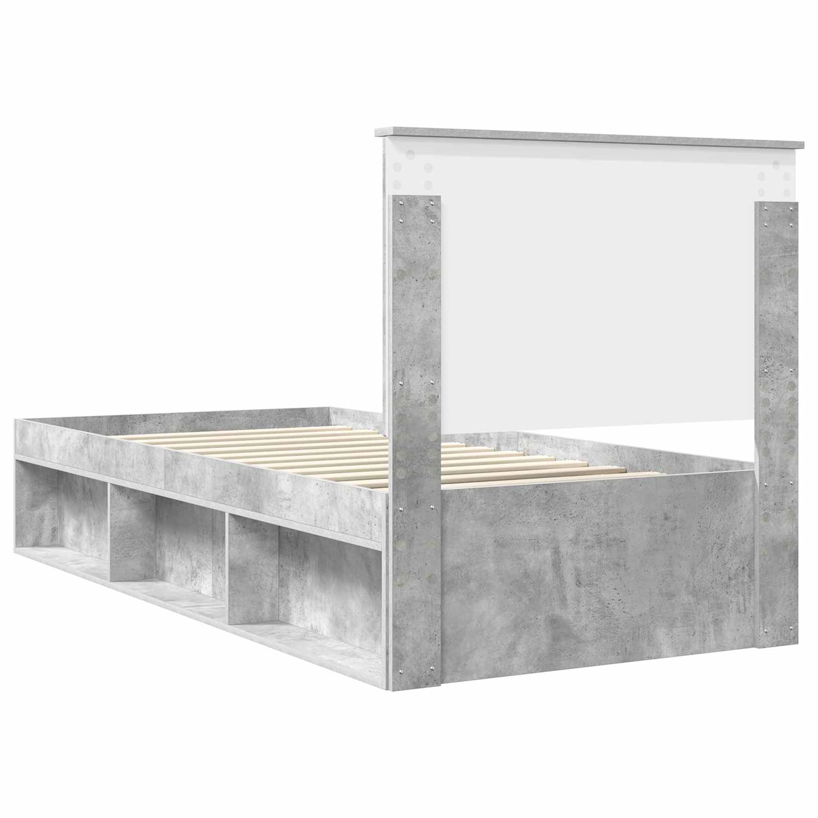 Krevetna konstrukcija Beton 90 x 200 cm Čvrsto borovo drvo