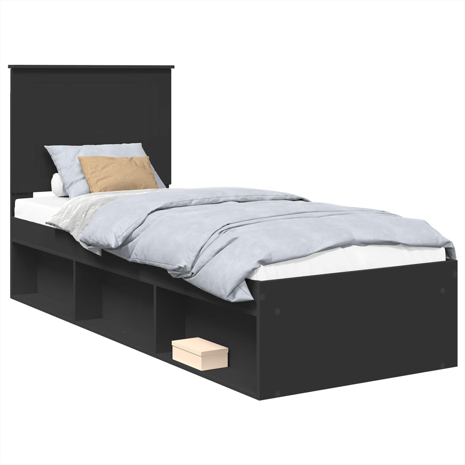 Krevetna konstrukcija Crna 75 x 190 cm Čvrsto borovo drvo