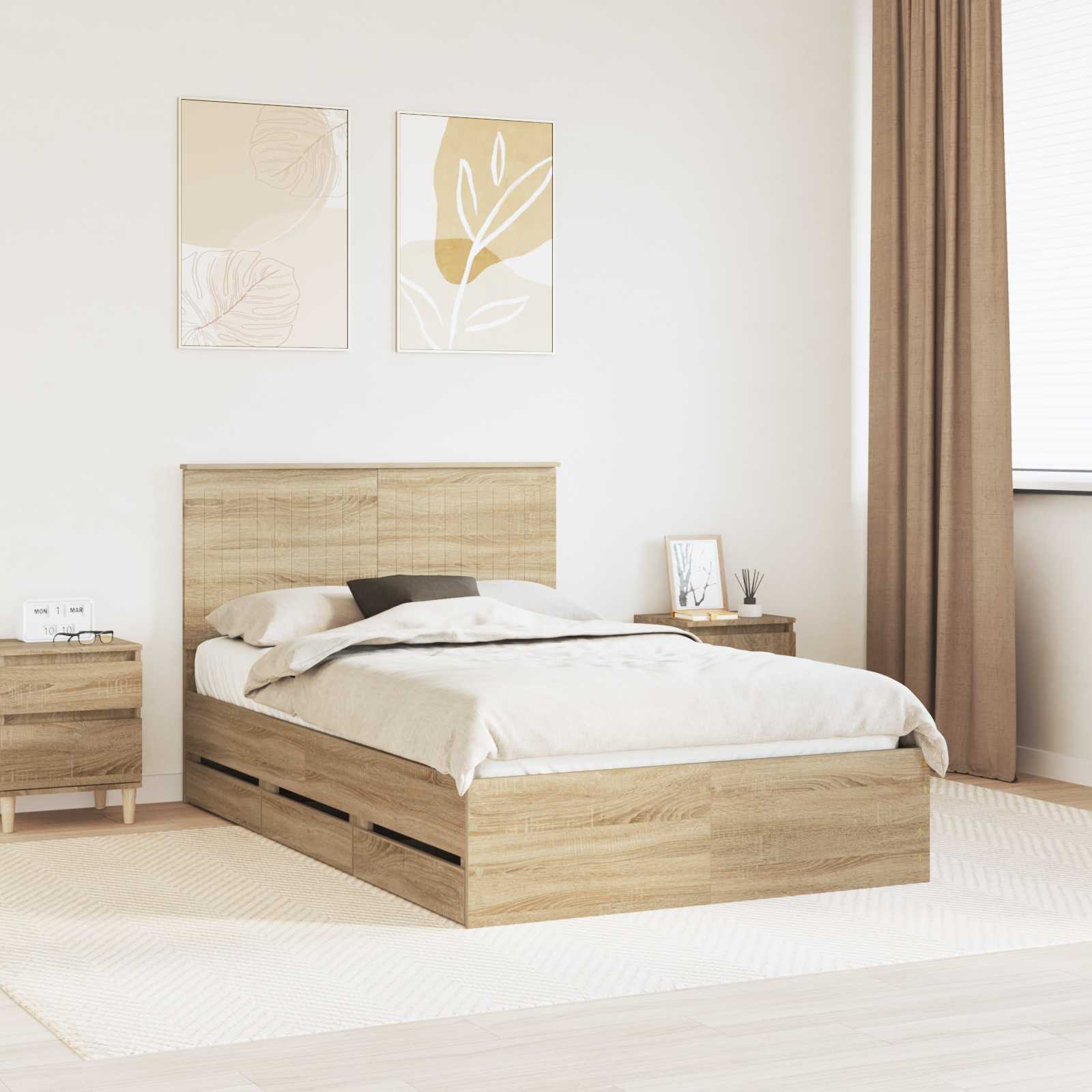 Krevetna konstrukcija s ladicama Sonoma hrast 120 x 200 cm