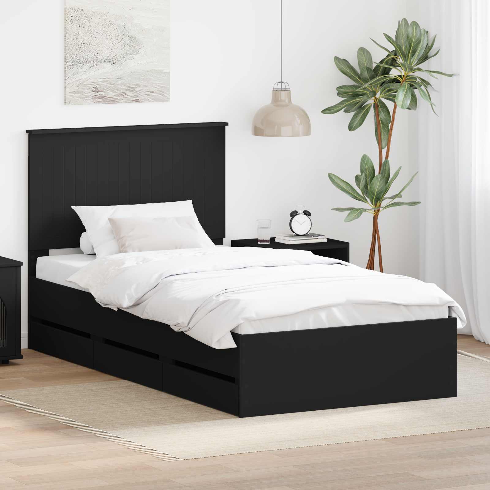 Krevetna konstrukcija Crna 100 x 200 cm Inženjersko Drvo