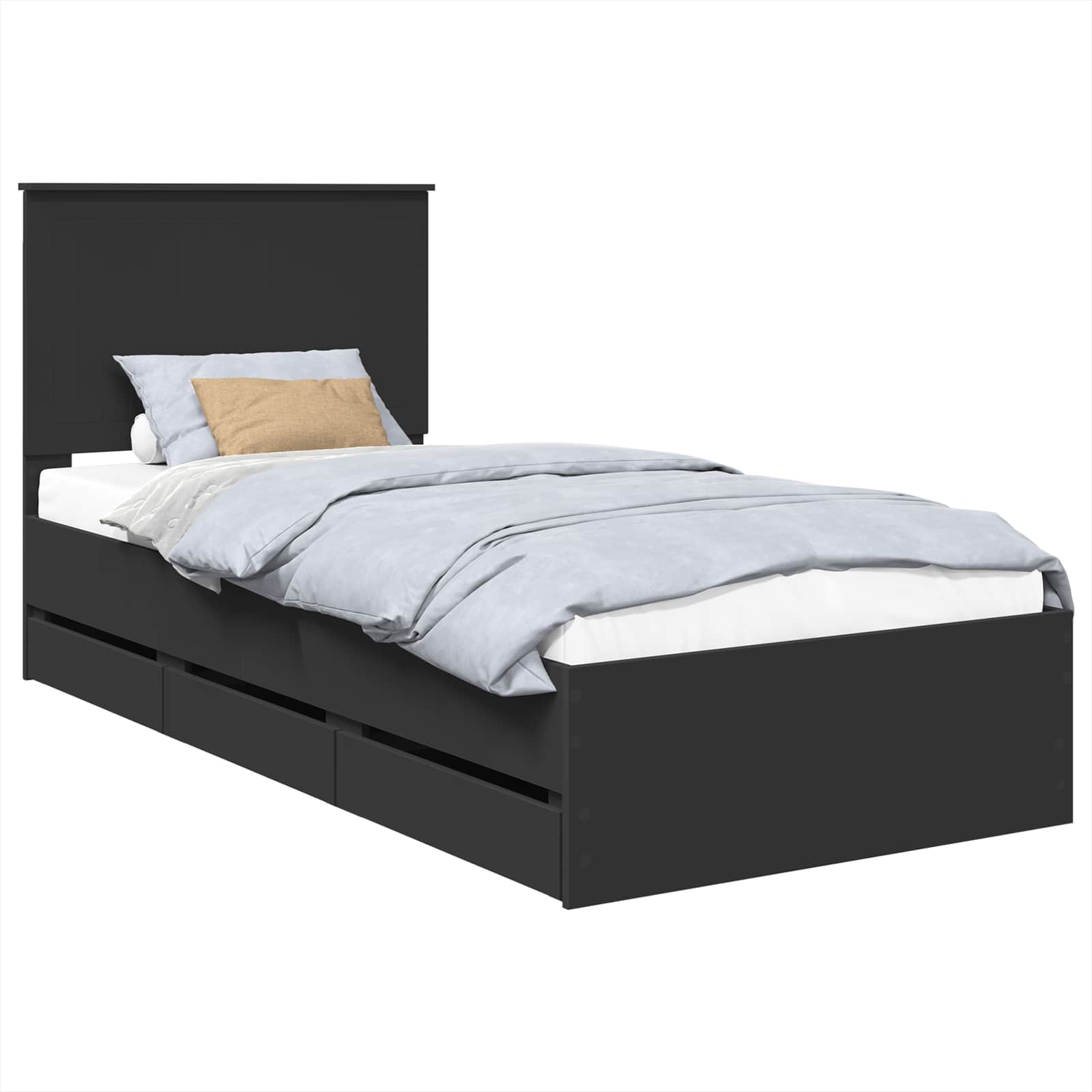 Krevetna konstrukcija Crna 90 x 200 cm Inženjersko Drvo