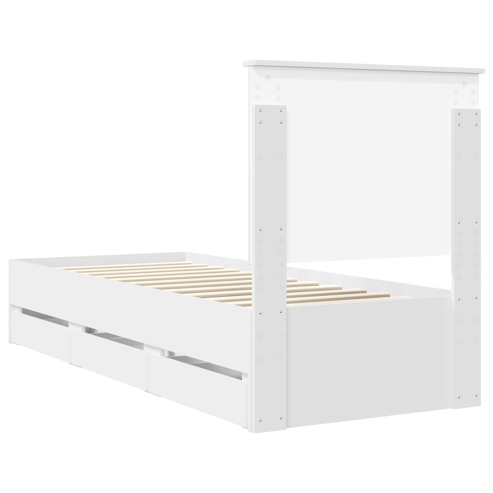 Krevetna konstrukcija Bijelo 75 x 190 cm Inženjersko Drvo