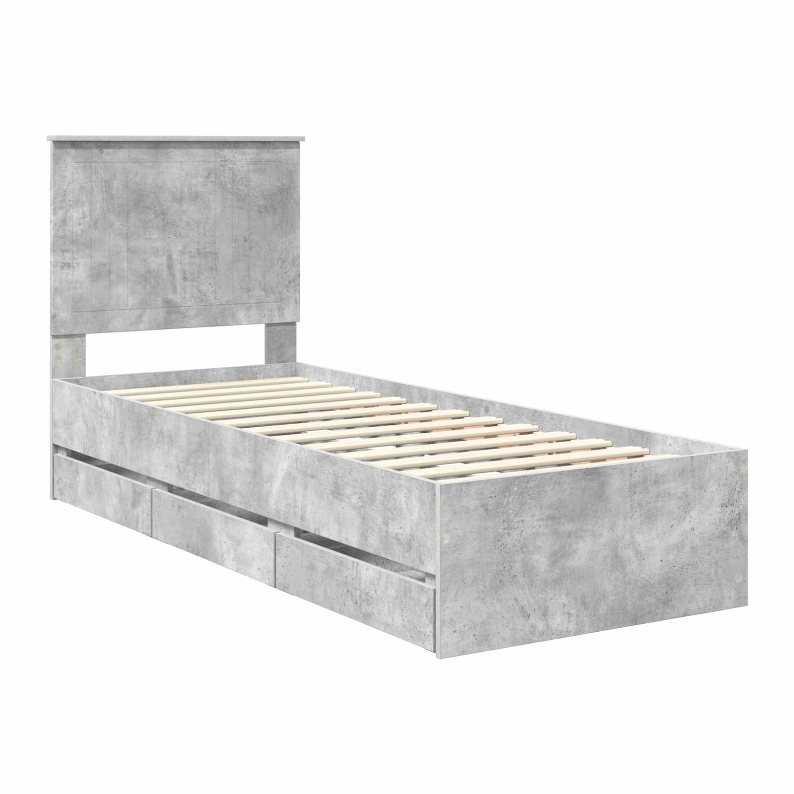 Krevetna konstrukcija s ladicama Betonski sivi 75 x 190 cm