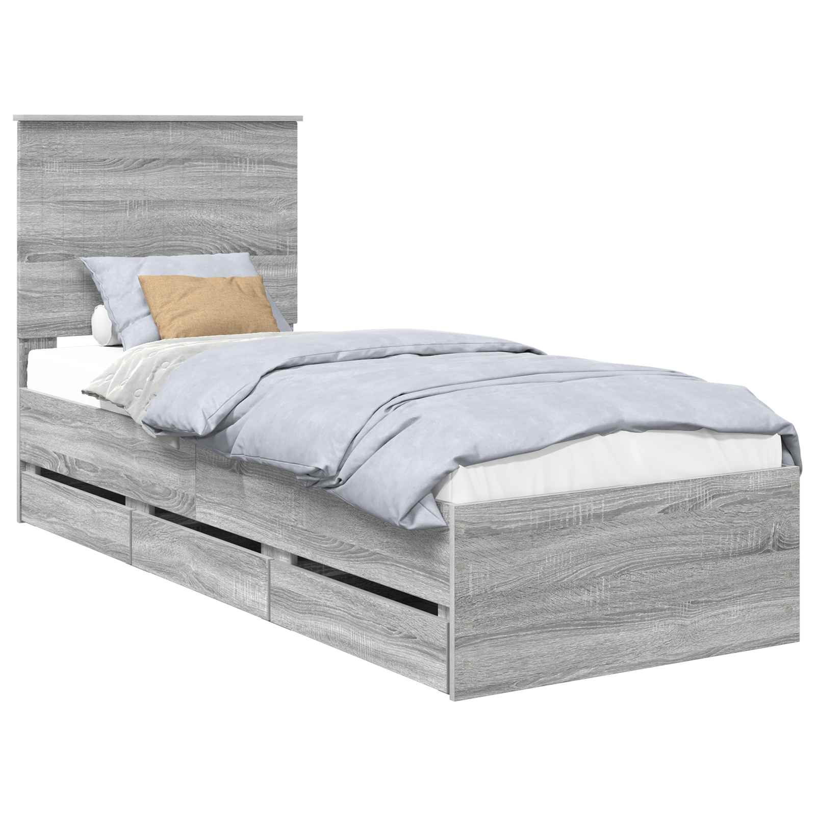Krevetna konstrukcija Siva Sonoma 75 x 190 cm Inženjersko Drvo