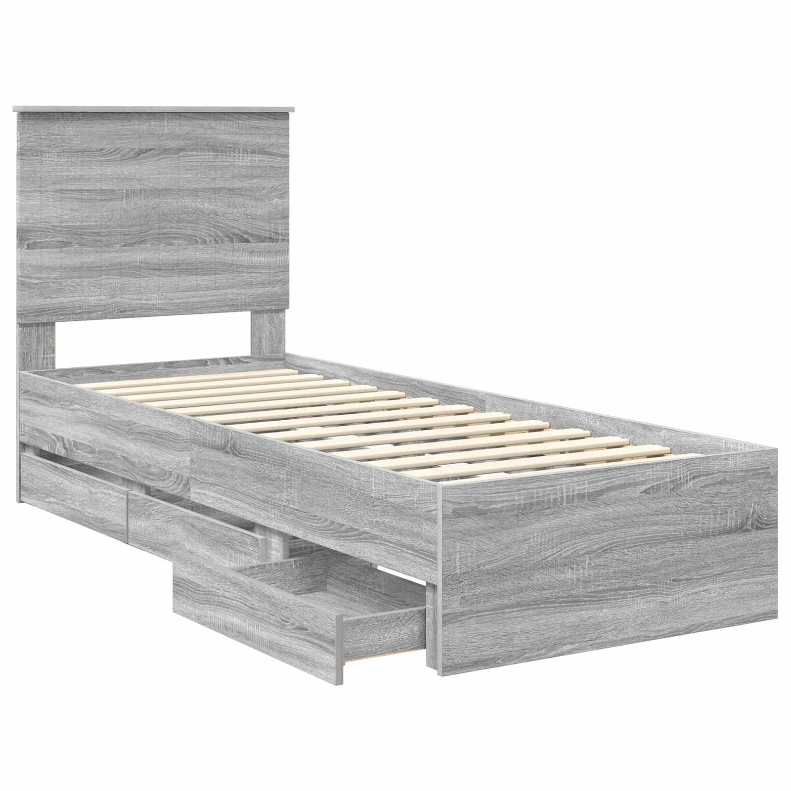 Krevetna konstrukcija Siva Sonoma 75 x 190 cm Inženjersko Drvo