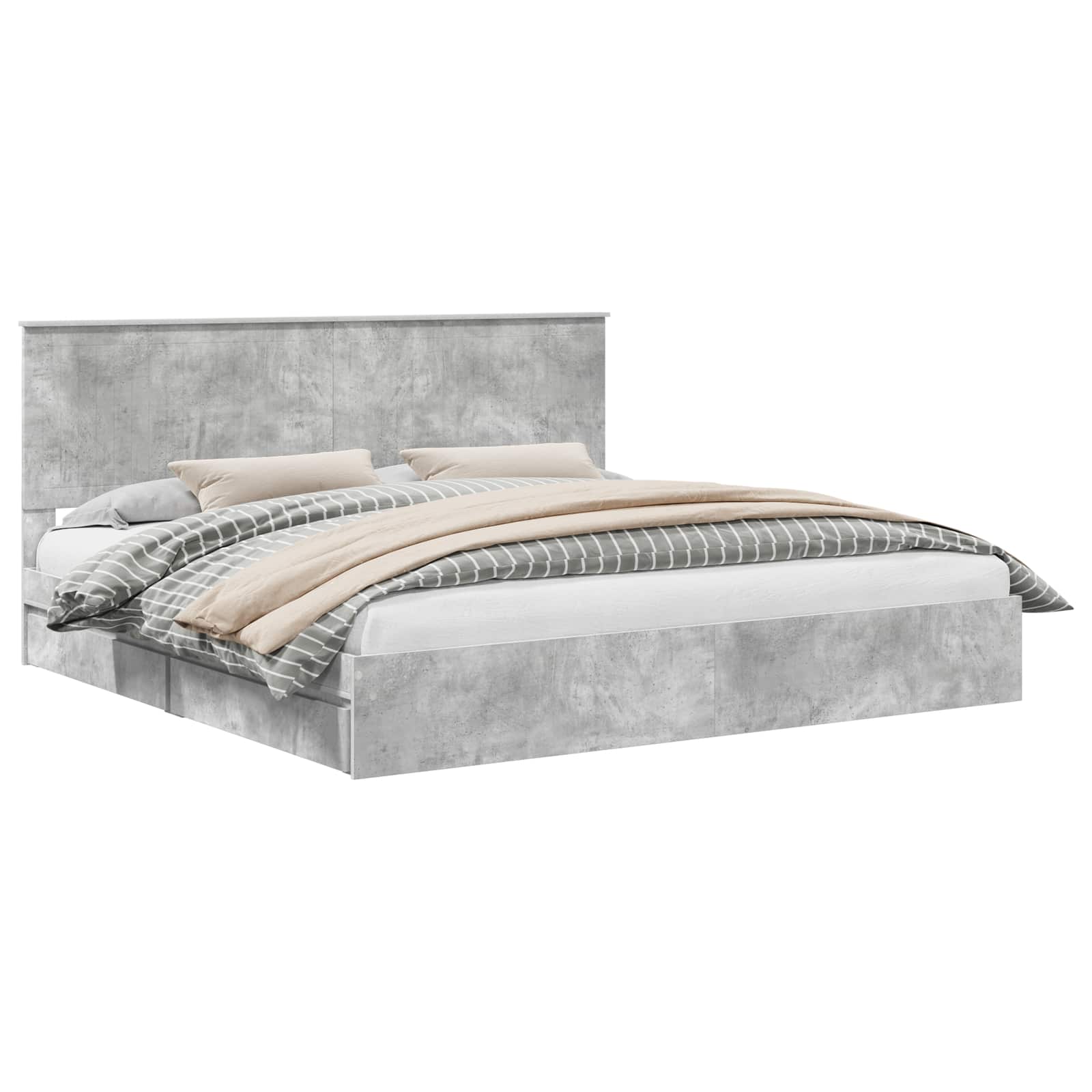 Krevet s od storage s uzglavljem Betonski sivi 200 x 200 cm