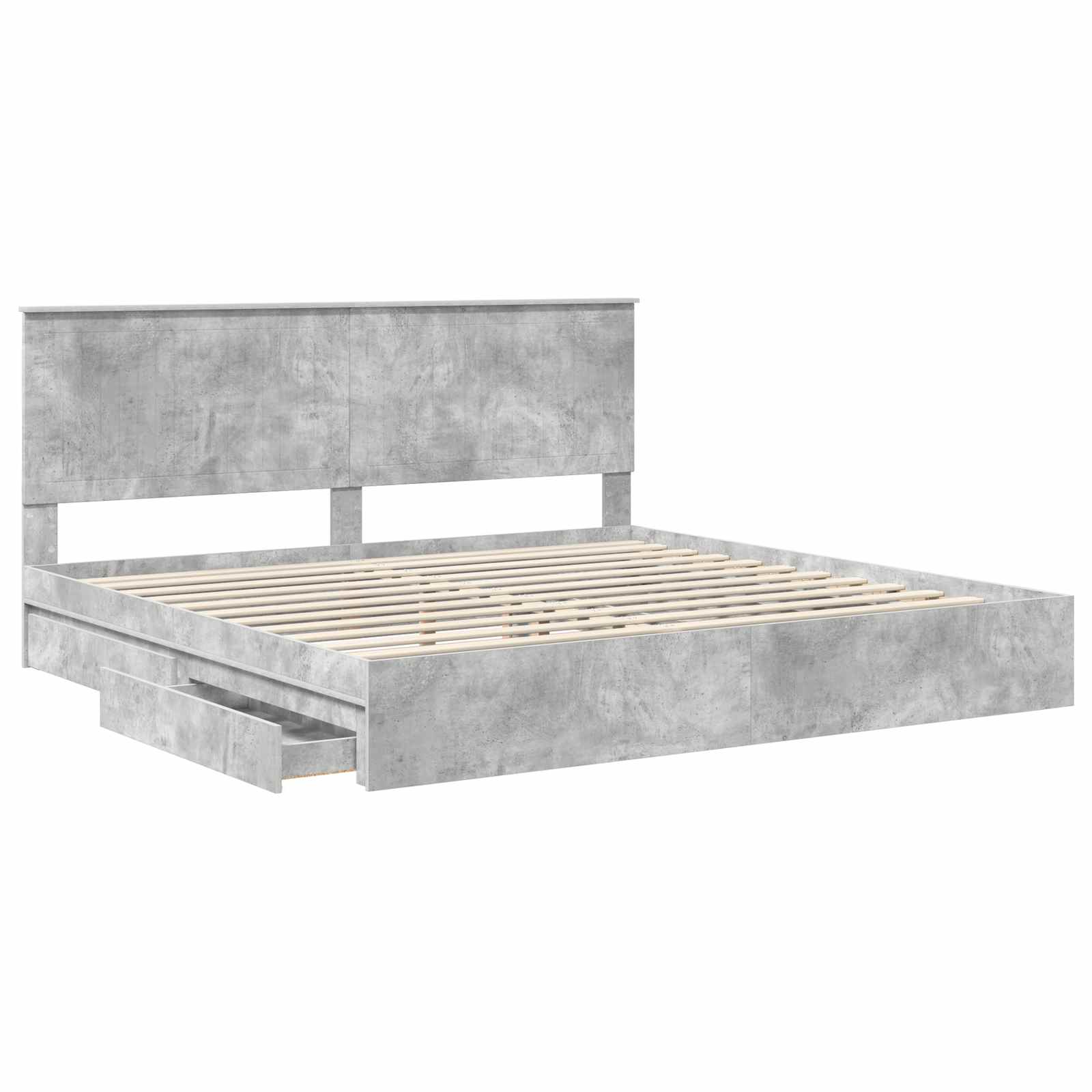 Krevet s od storage s uzglavljem Betonski sivi 200 x 200 cm
