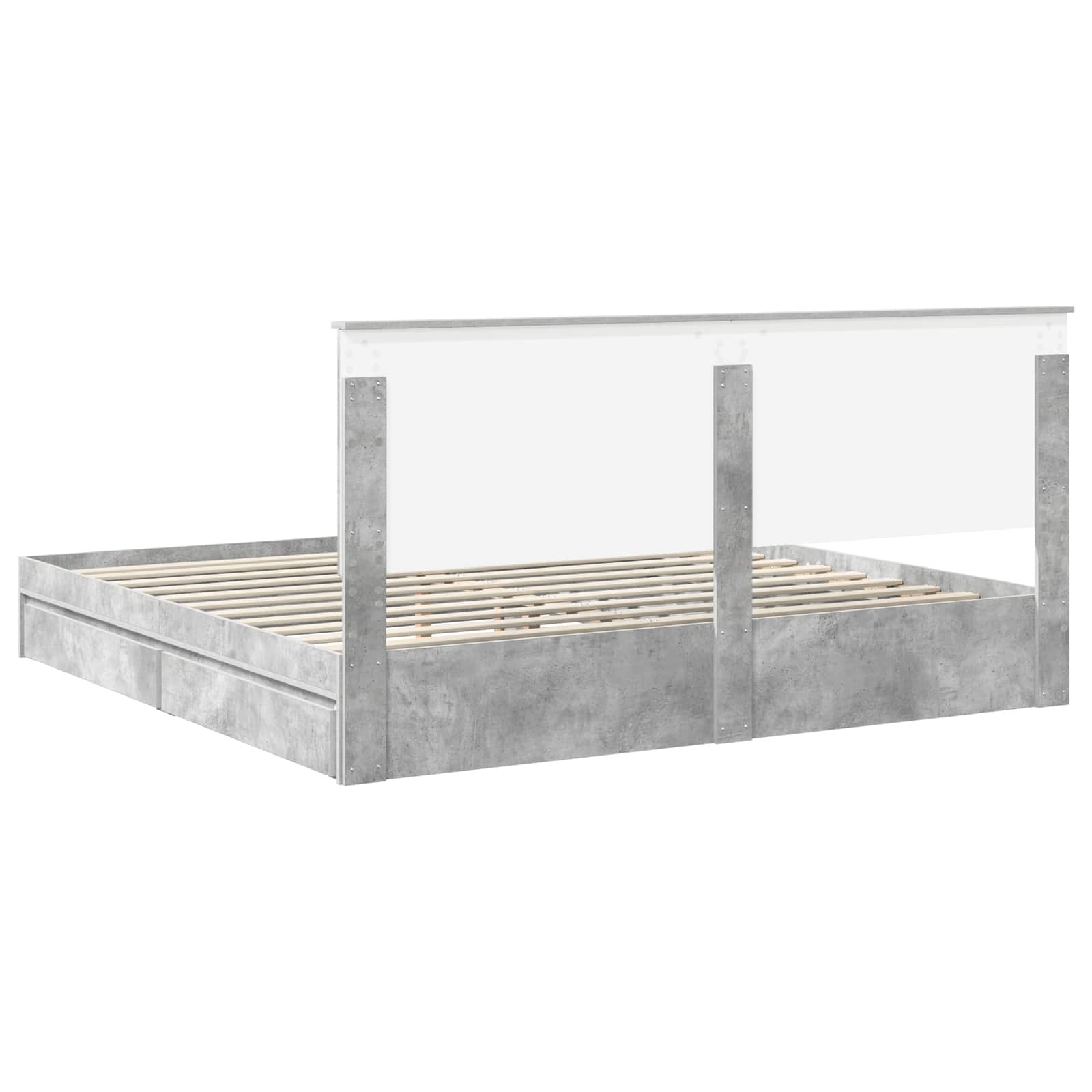 Krevet s od storage s uzglavljem Betonski sivi 200 x 200 cm