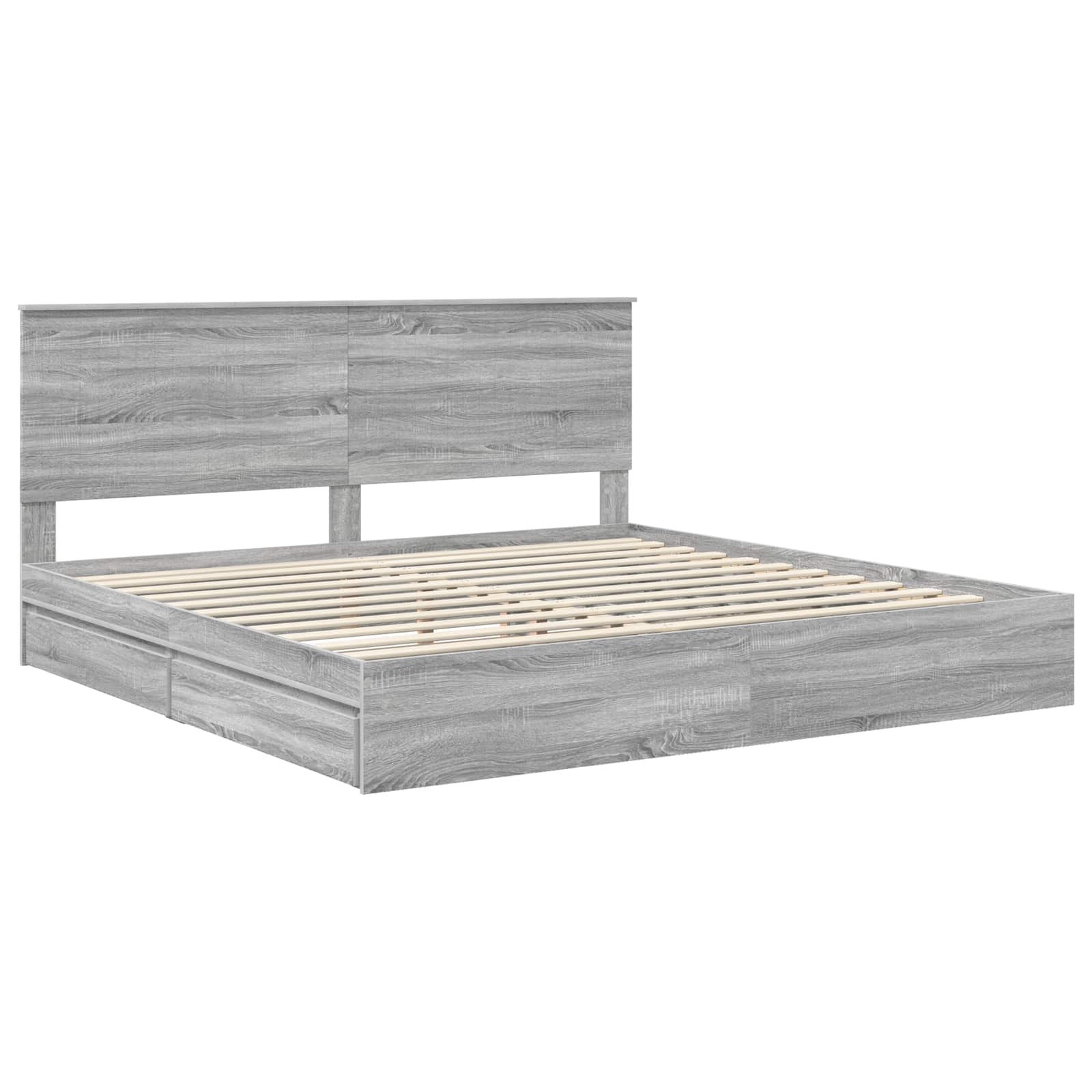 Krevet s od storage Siva Sonoma 200 x 200 cm Konstruirano drvo