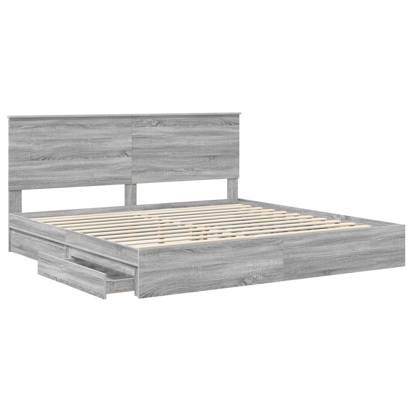 Krevet s od storage Siva Sonoma 200 x 200 cm Konstruirano drvo