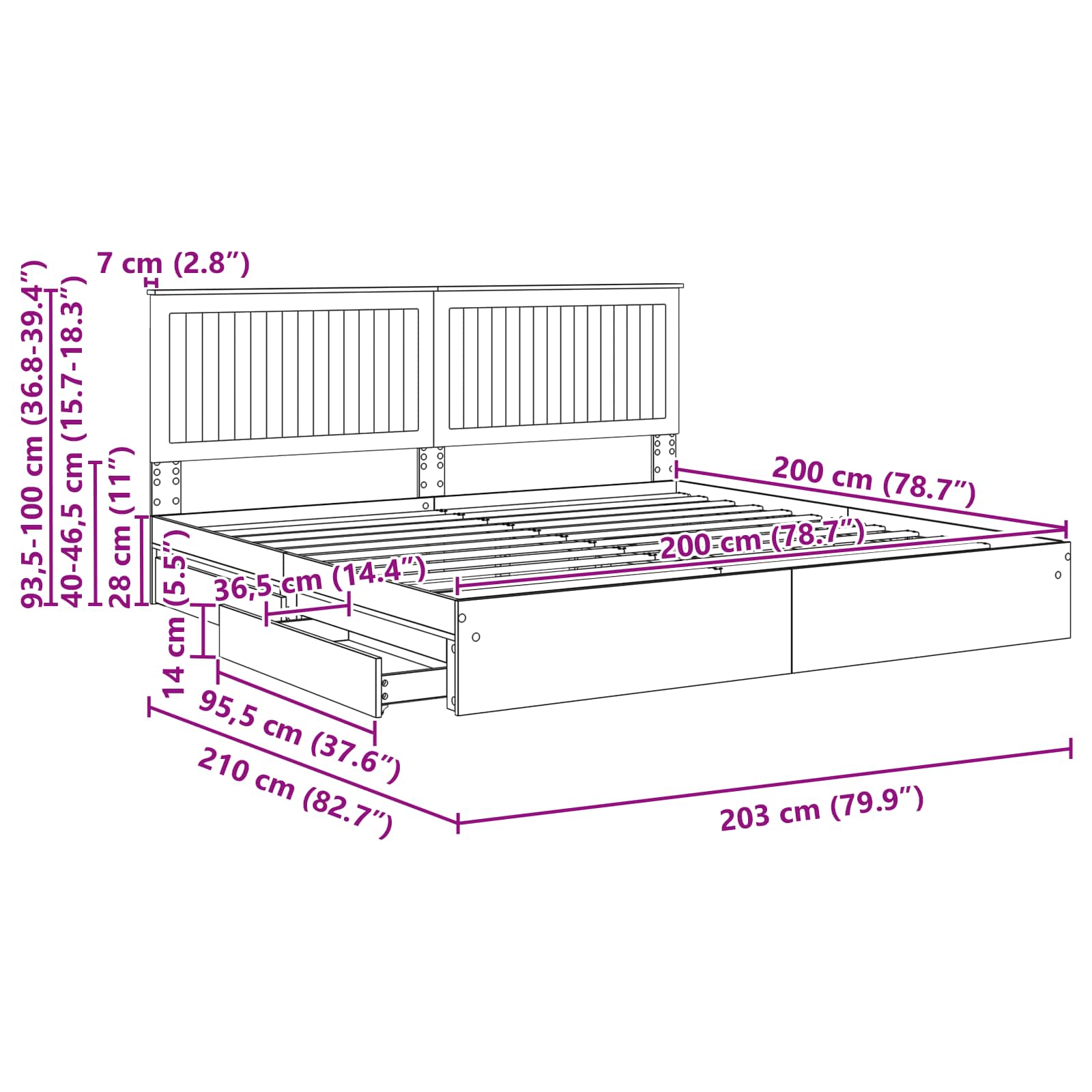 Krevet s od storage Siva Sonoma 200 x 200 cm Konstruirano drvo