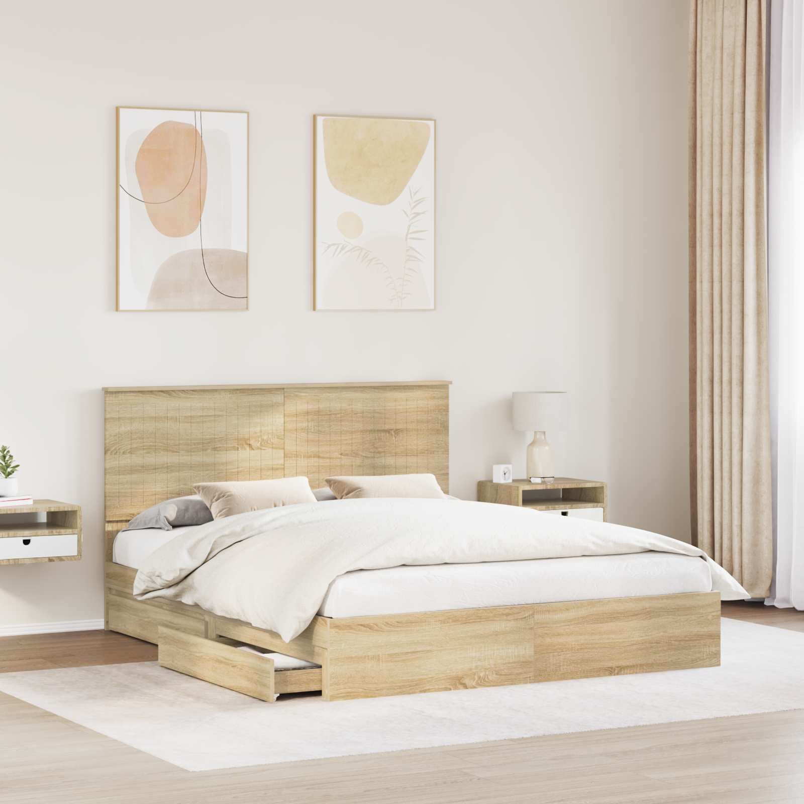 Krevet s od storage Sonoma hrast 160 x 200 cm Konstruirano drvo