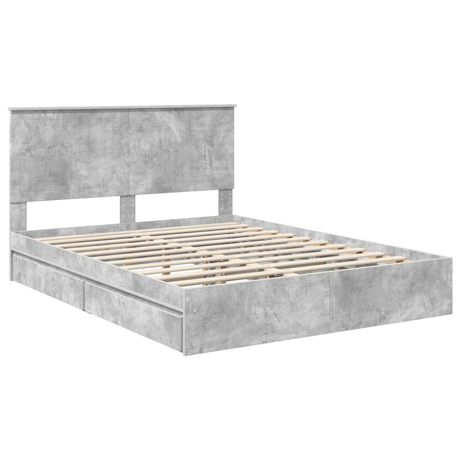 Krevet s od storage s uzglavljem Betonski sivi 150 x 200 cm
