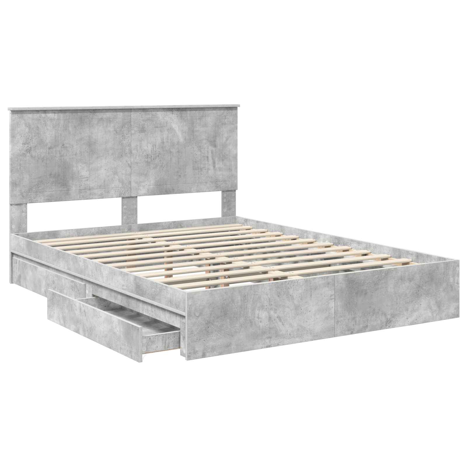 Krevet s od storage s uzglavljem Betonski sivi 150 x 200 cm