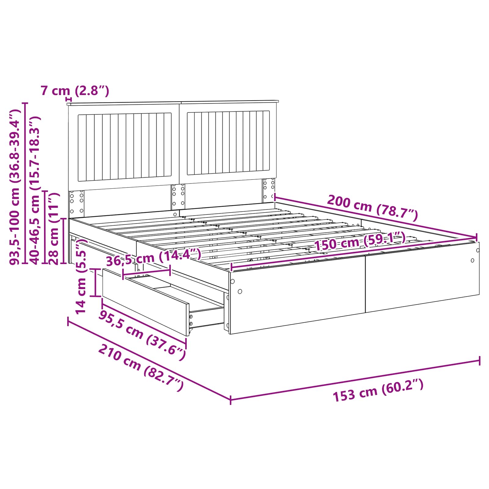 Krevet s od storage Siva Sonoma 150 x 200 cm Konstruirano drvo
