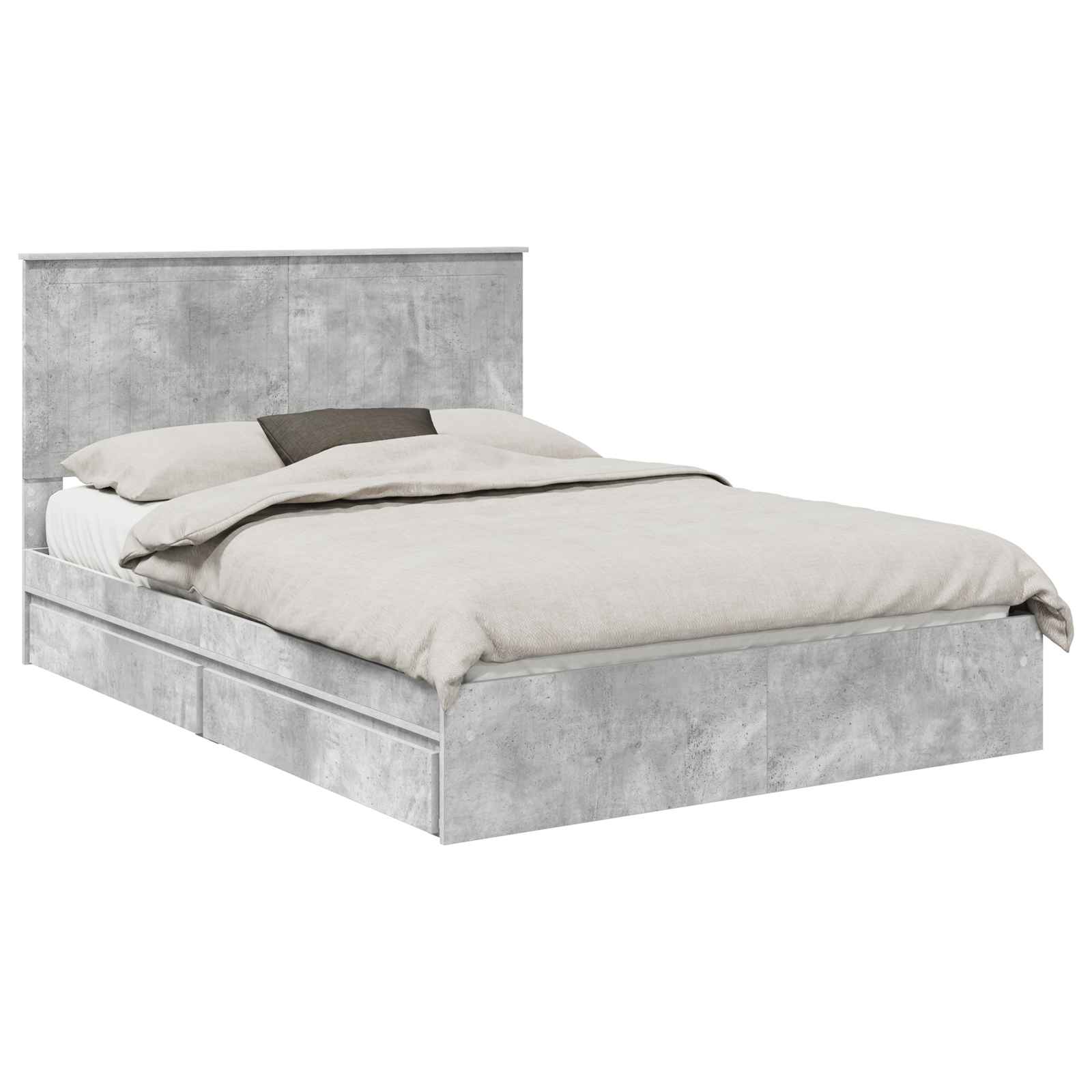 Krevet s od storage s uzglavljem Betonski sivi 135 x 190 cm
