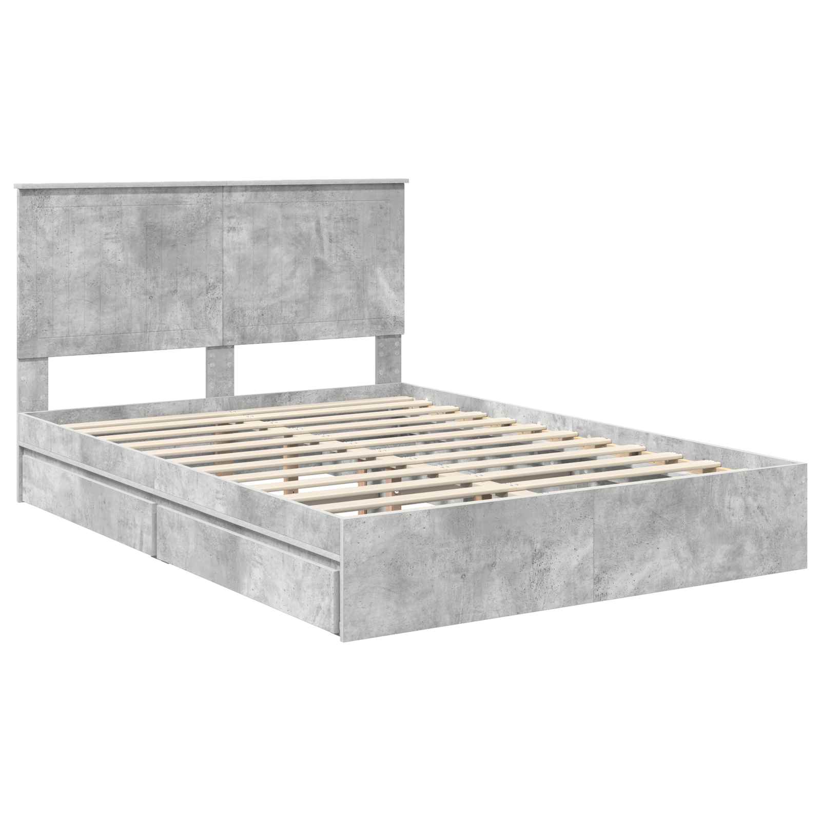 Krevet s od storage s uzglavljem Betonski sivi 135 x 190 cm