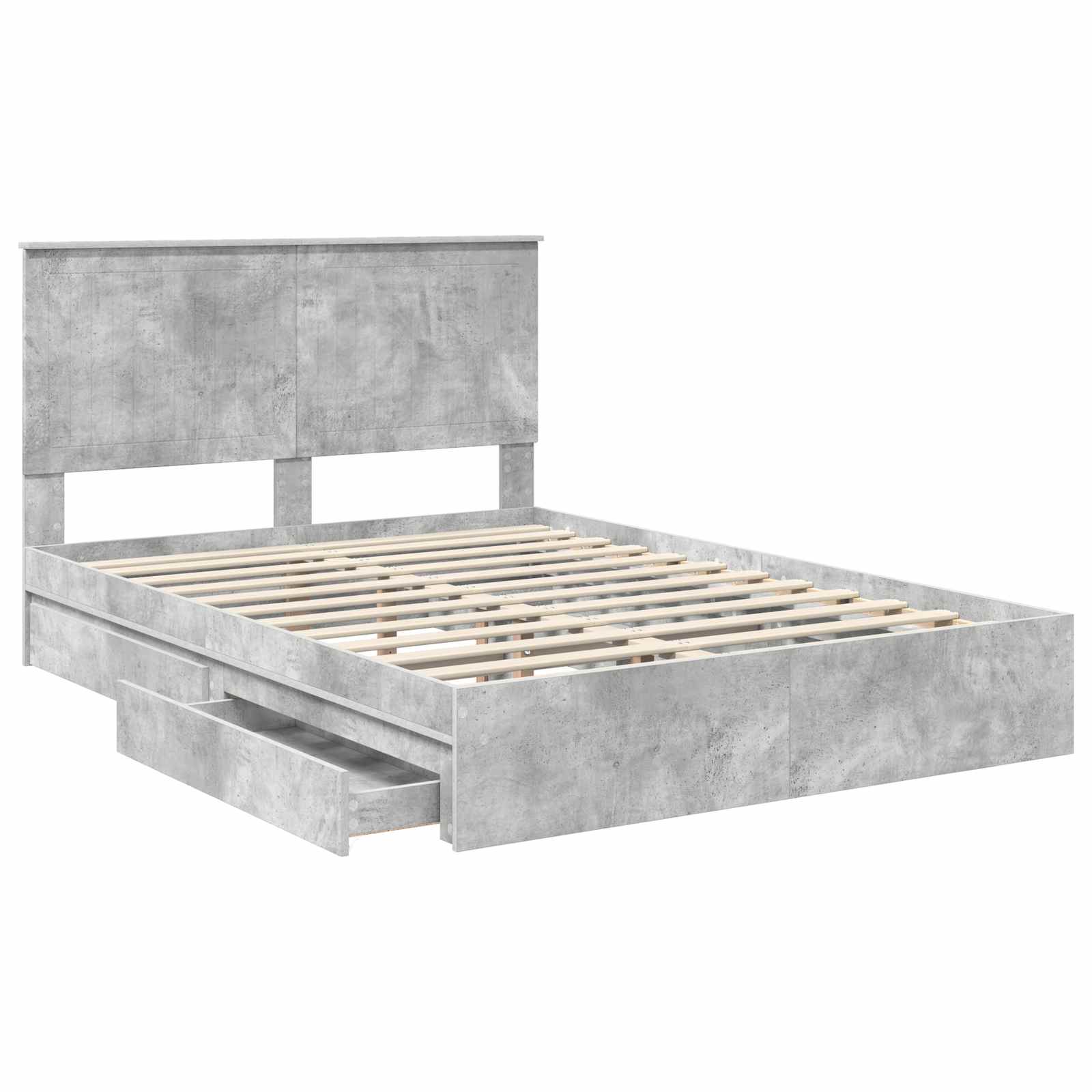 Krevet s od storage s uzglavljem Betonski sivi 135 x 190 cm